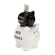 Sparschwein His Money & Her Money Weiss-Schwarz von Relaxdays