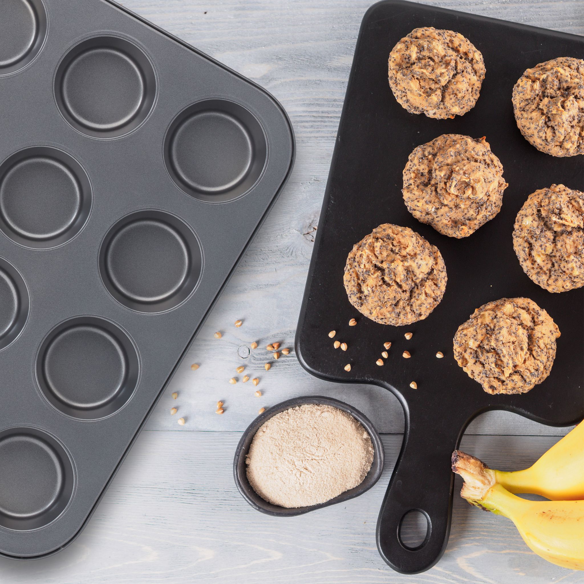 12er Muffinform 2er-Set Anthrazit von Relaxdays