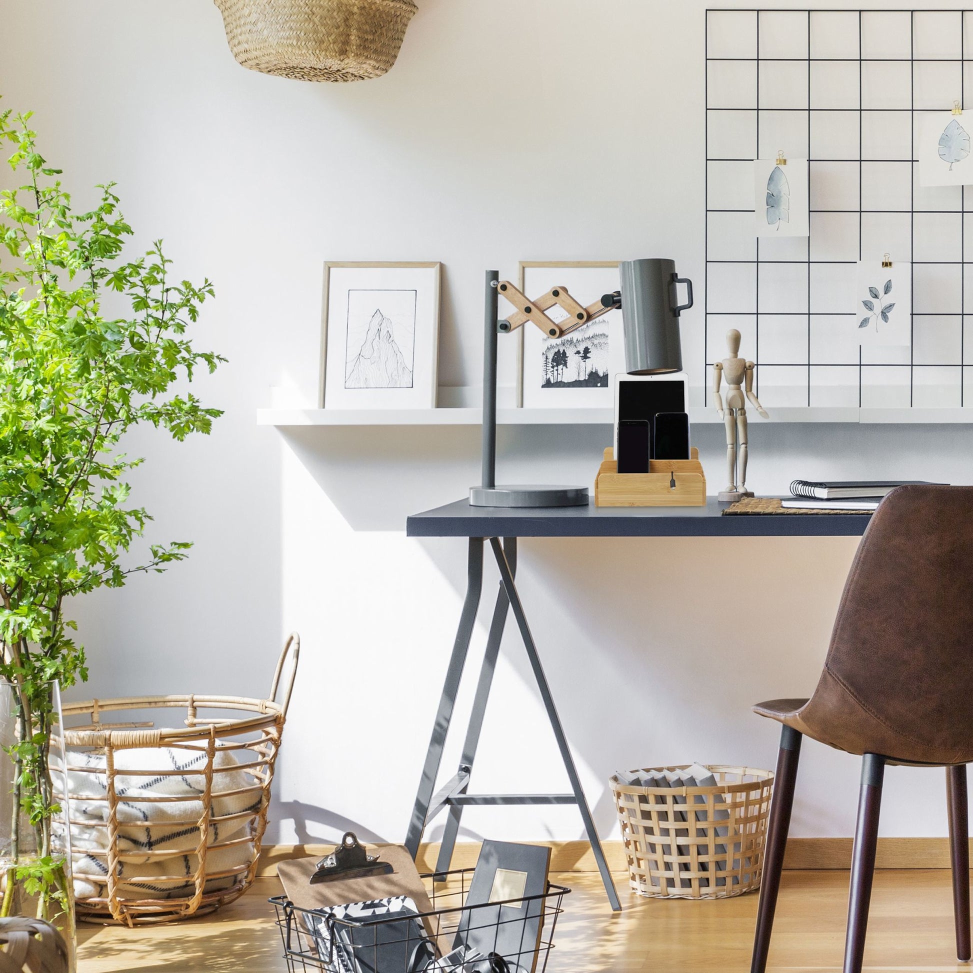 Ladestation Bambus Hellbraun von Relaxdays