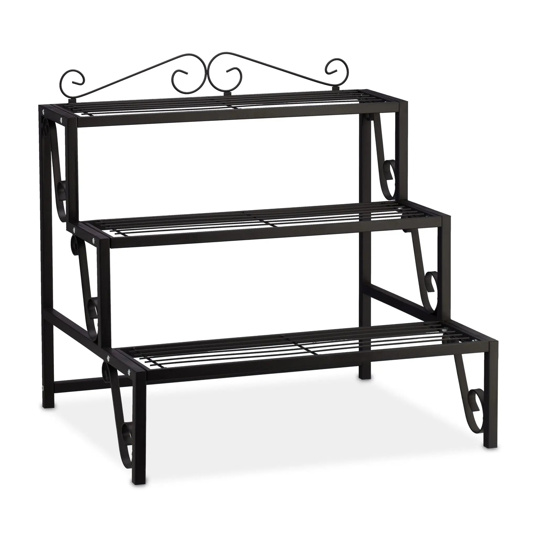 Blumentreppe Metall 3 Stufen Schwarz von Relaxdays