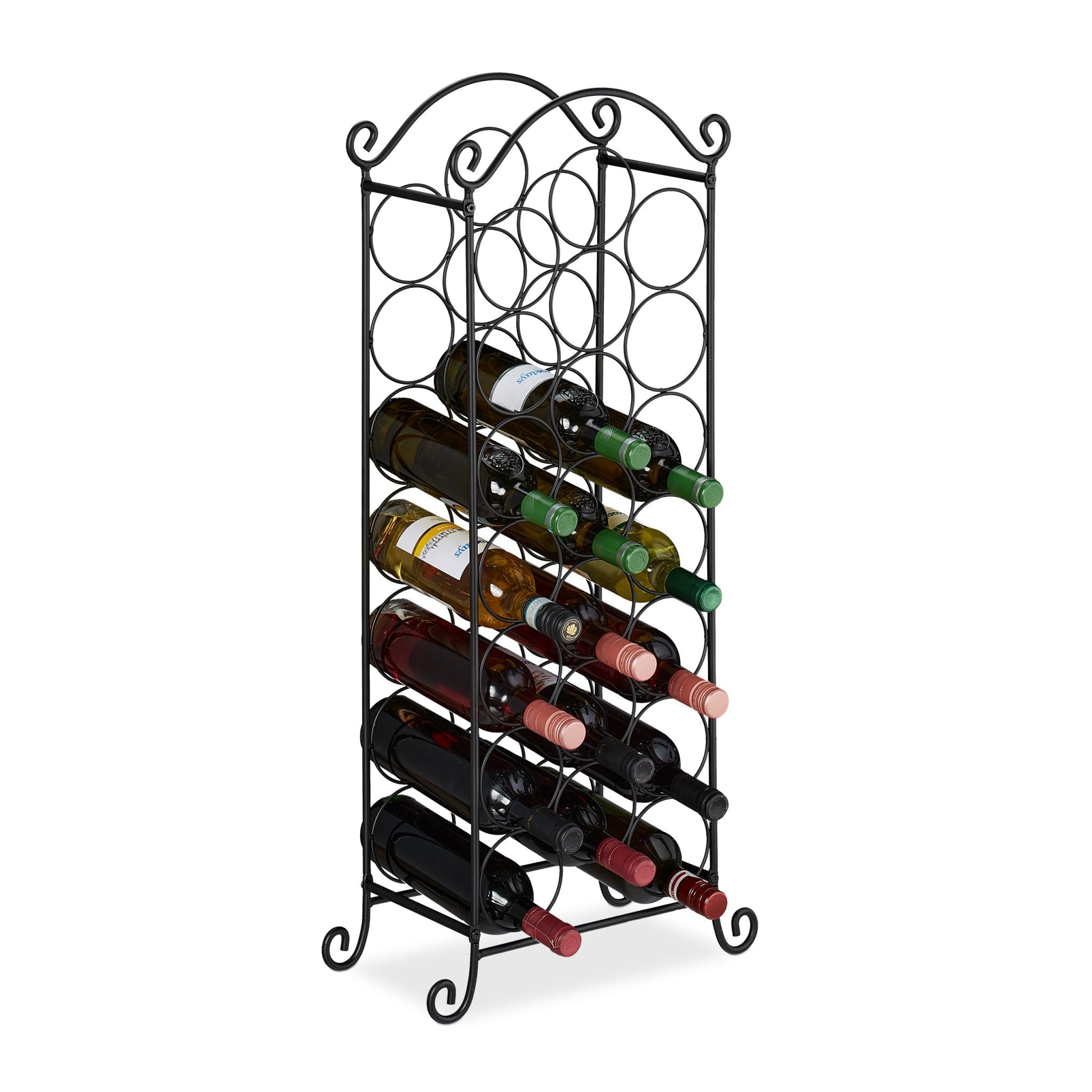 Weinregal für 21 Flaschen Schwarz von Relaxdays