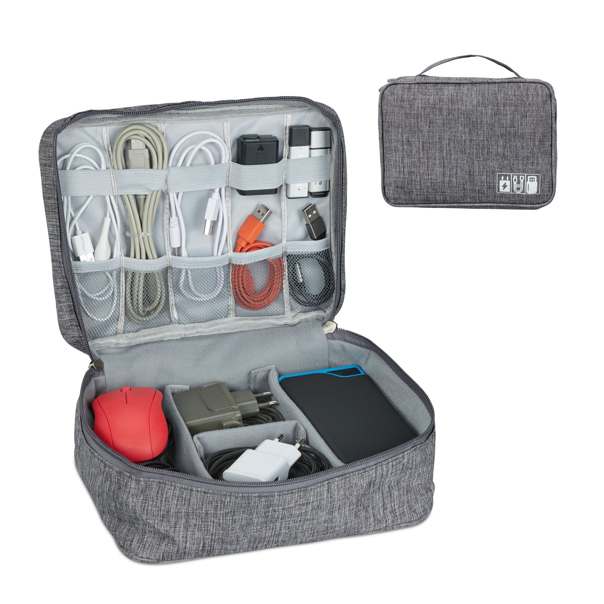 Kabeltasche Organizer Grau von Relaxdays