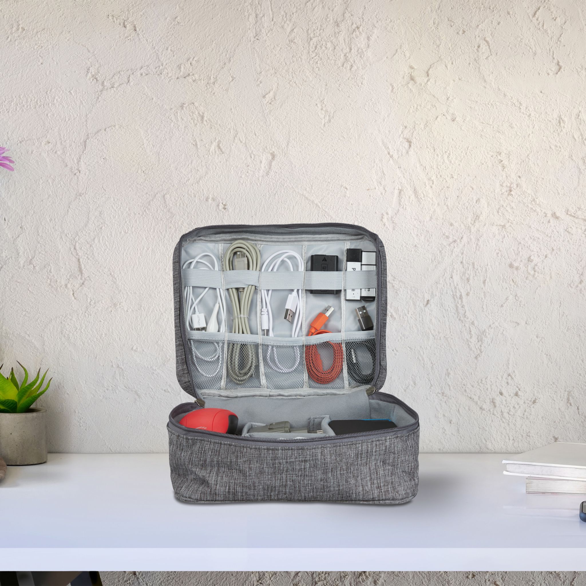 Kabeltasche Organizer Grau von Relaxdays