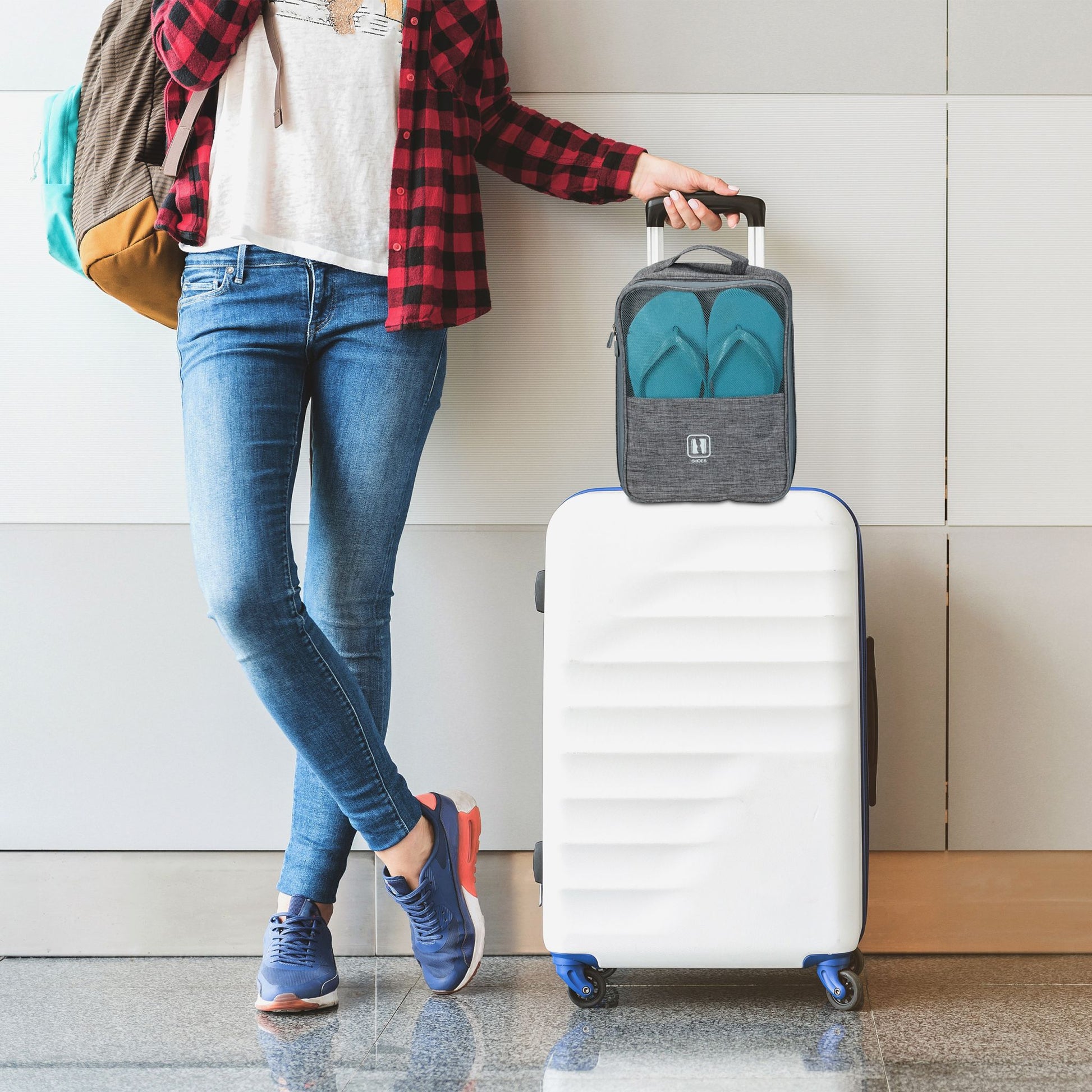 Schuhtasche Reise Grau von Relaxdays