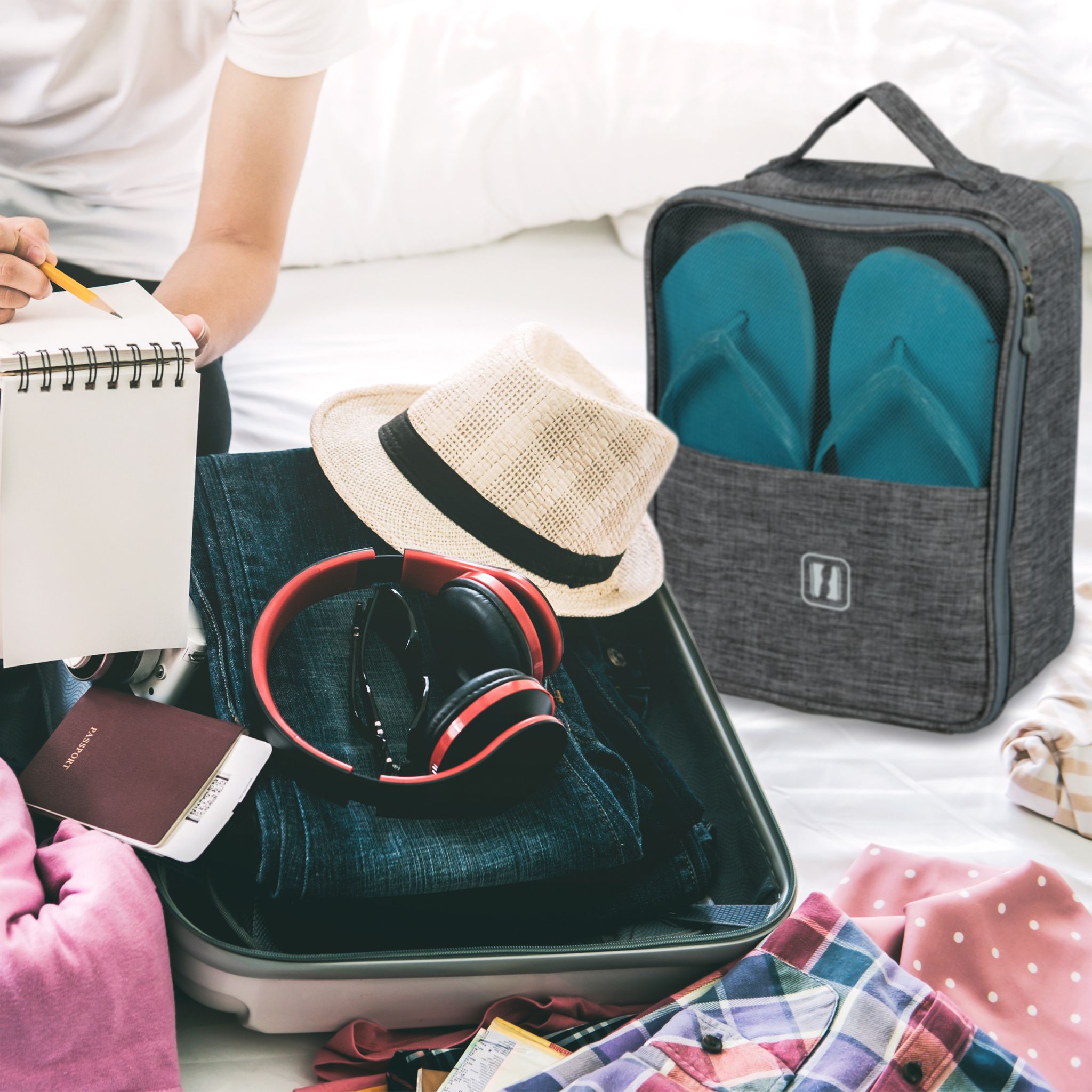 Schuhtasche Reise Grau von Relaxdays