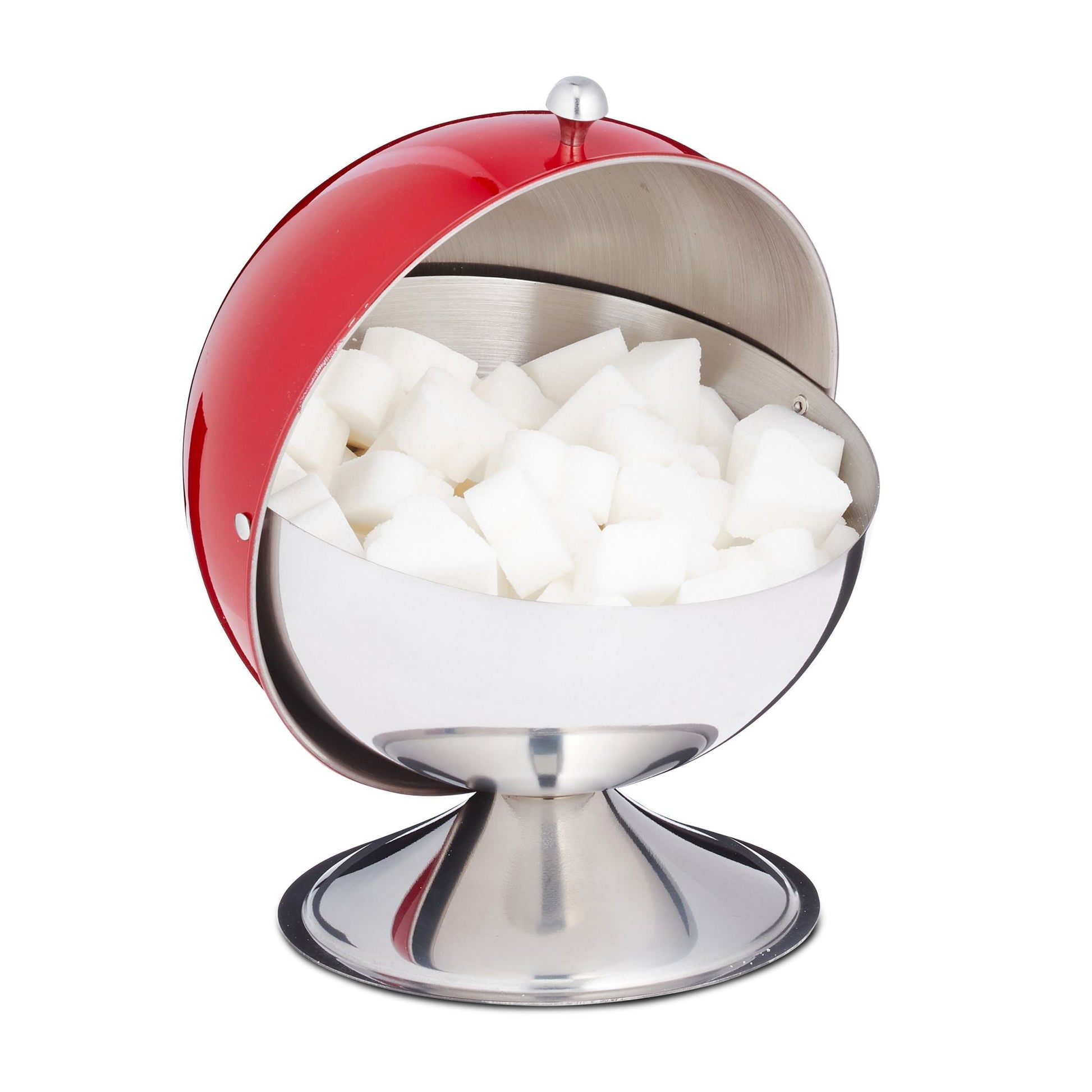 Zuckerdose Edelstahl Rot-Silber von Relaxdays