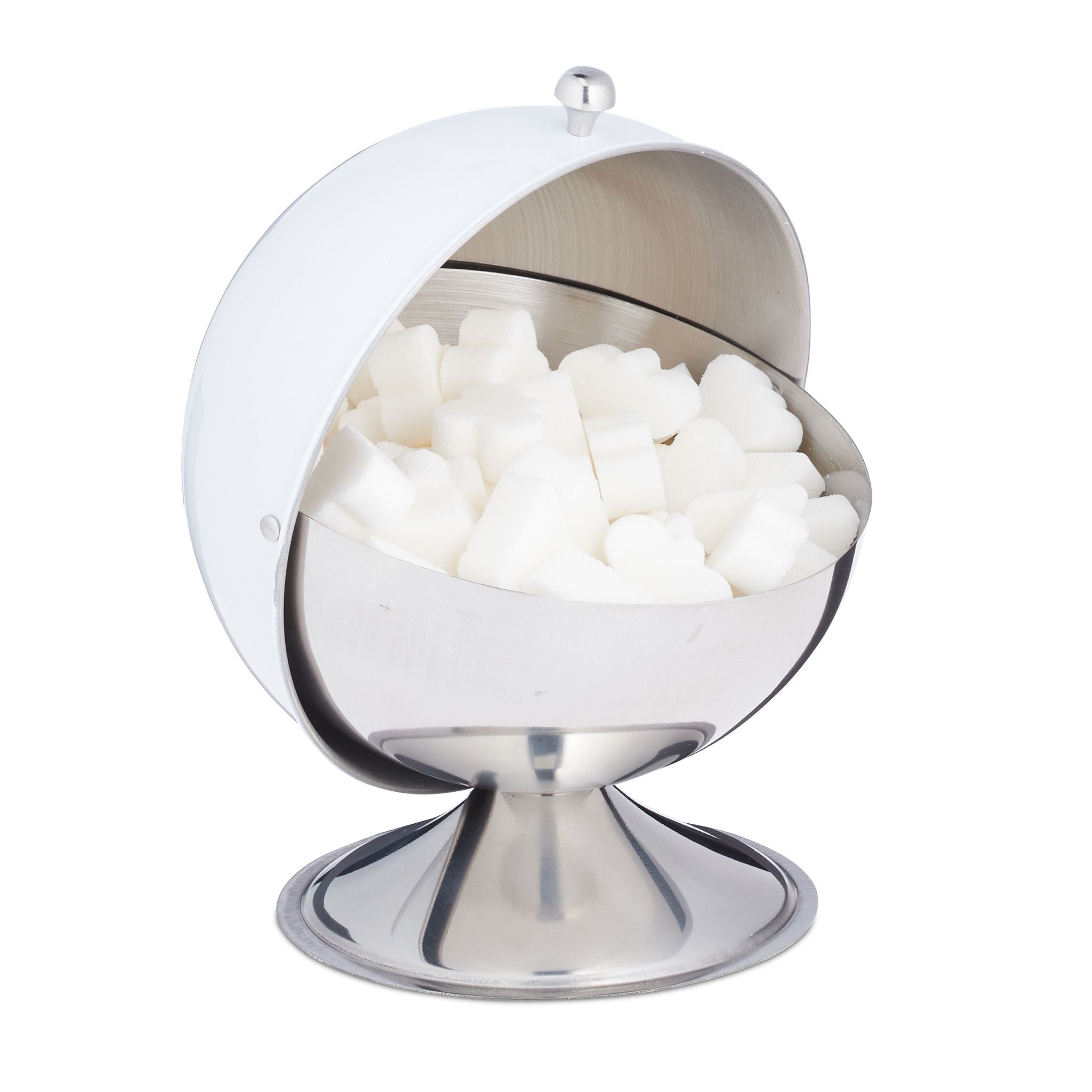 Zuckerdose Edelstahl Weiss-Silber von Relaxdays