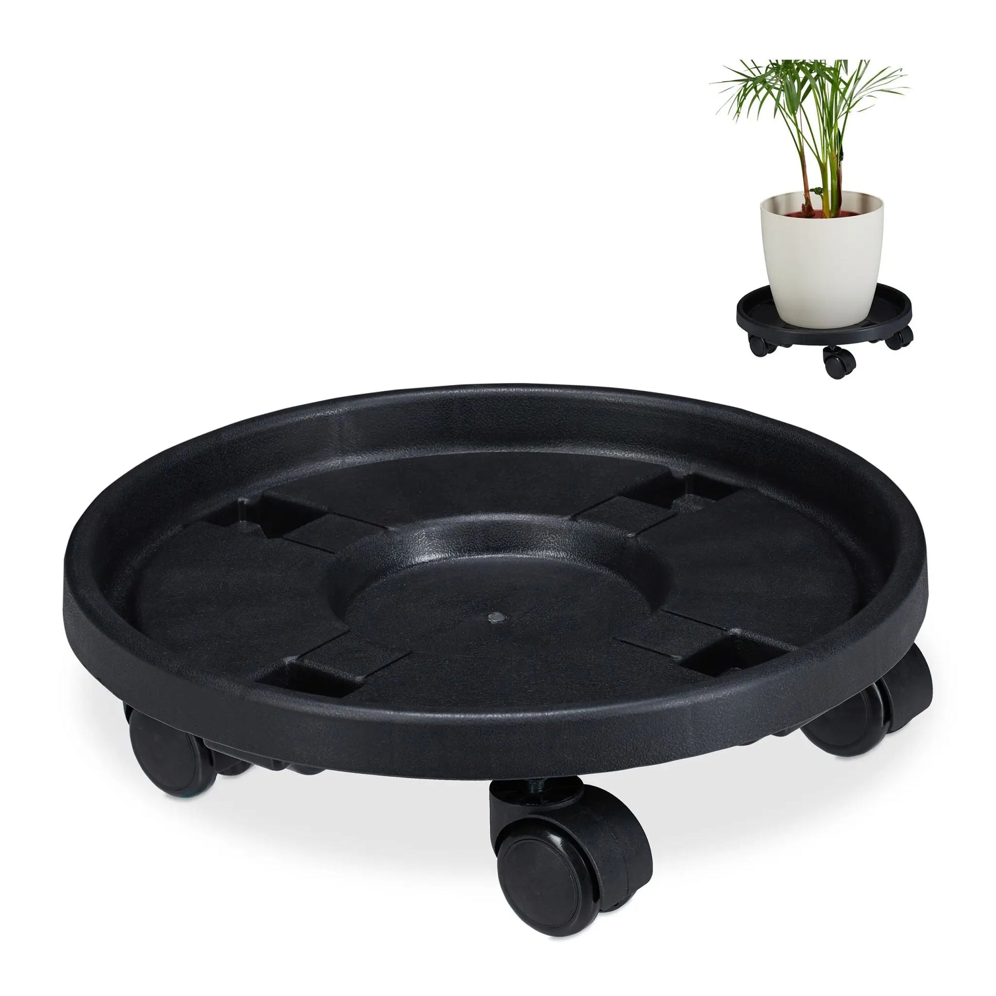 Pflanzenroller Kunststoff gross 2er-Set Schwarz von Relaxdays