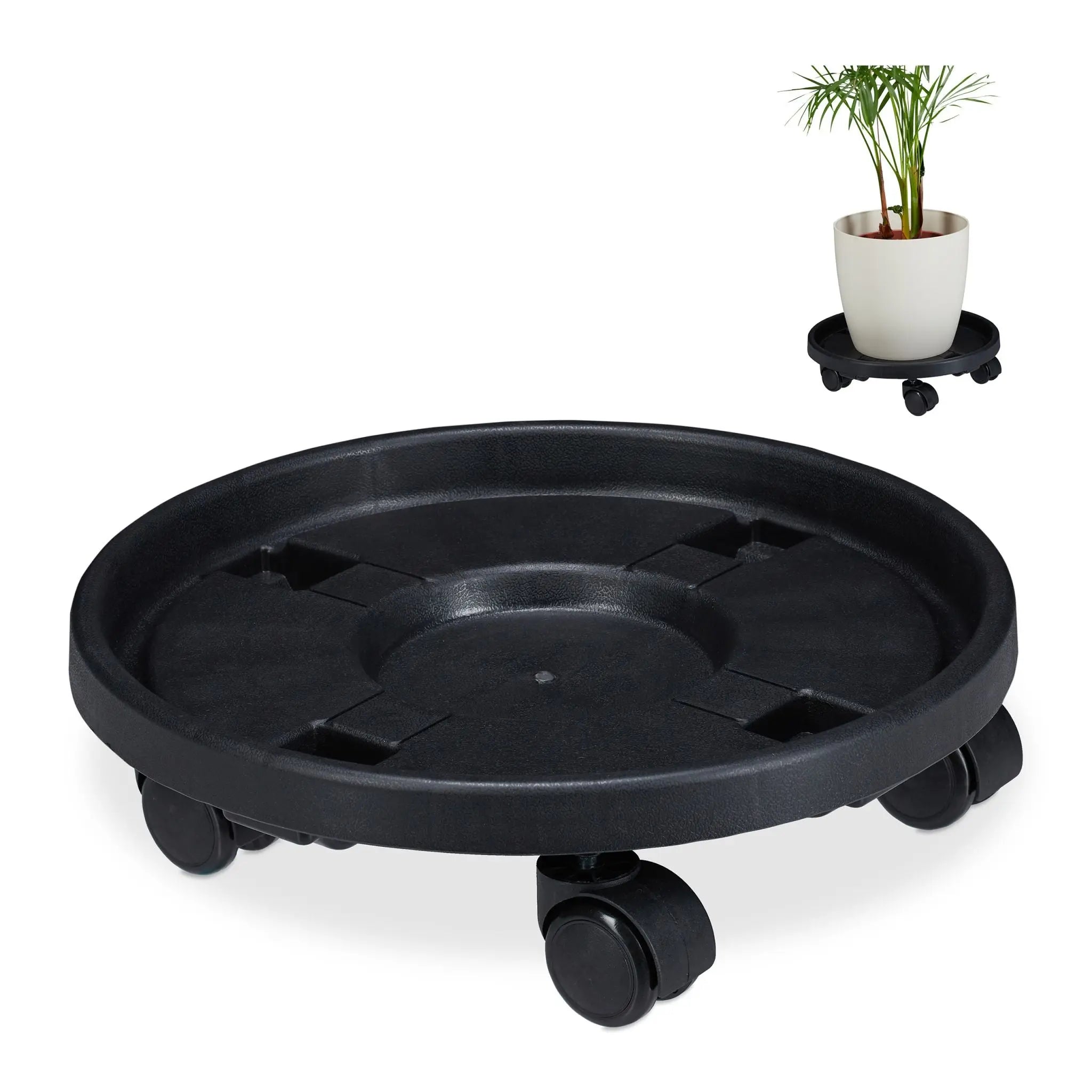 Pflanzenroller Kunststoff gross 2er-Set Schwarz von Relaxdays