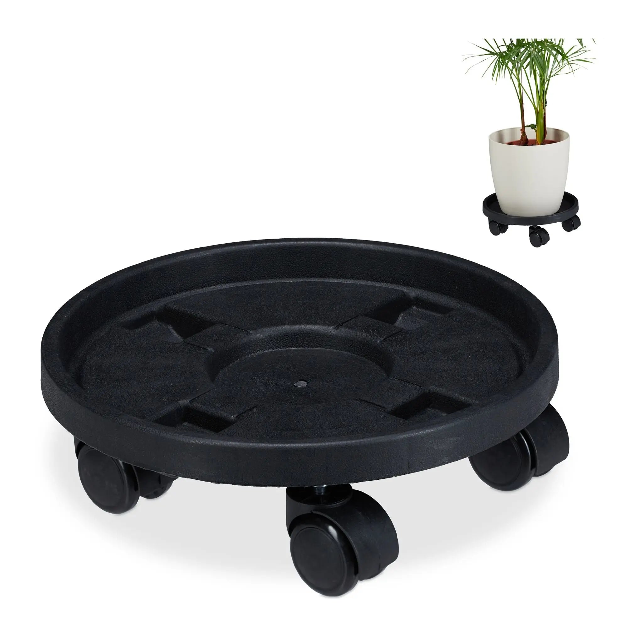 Pflanzenroller Kunststoff klein 2er-Set Schwarz von Relaxdays