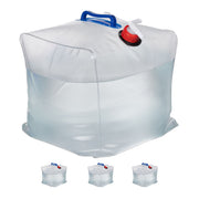 Wasserkanister faltbar 20L 4er-Set Blau-Rot-Transparent von Relaxdays