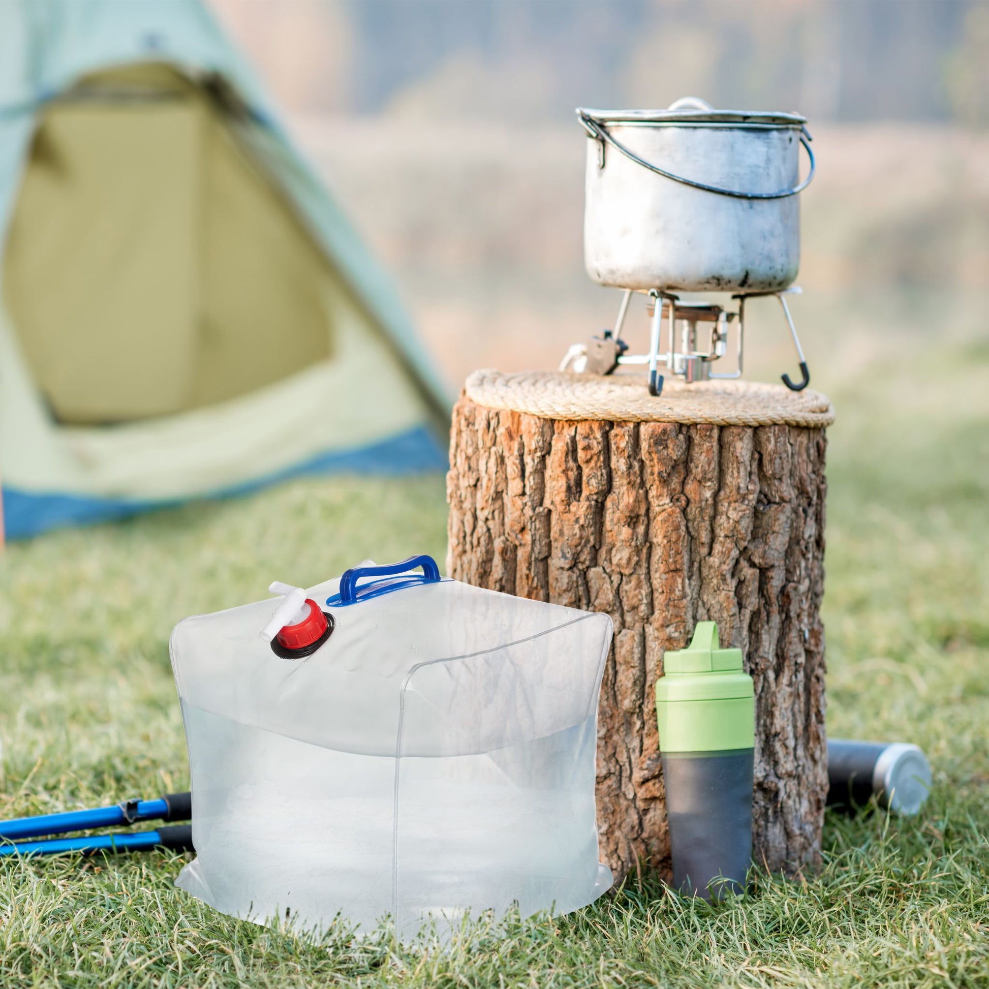 Wasserkanister faltbar 20L 4er-Set Blau-Rot-Transparent von Relaxdays