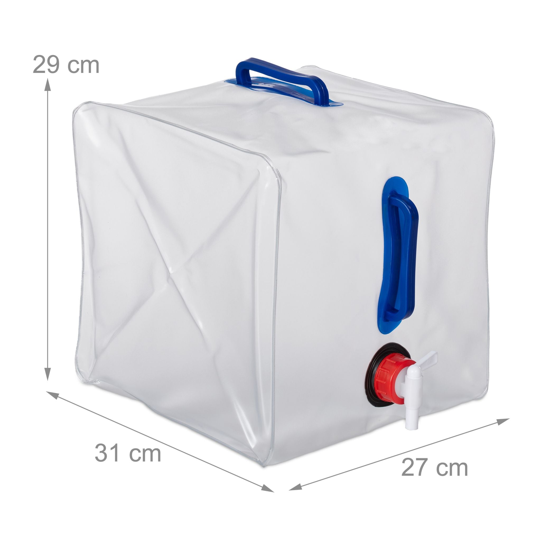 Wasserkanister faltbar 20L 4er-Set Blau-Rot-Transparent von Relaxdays