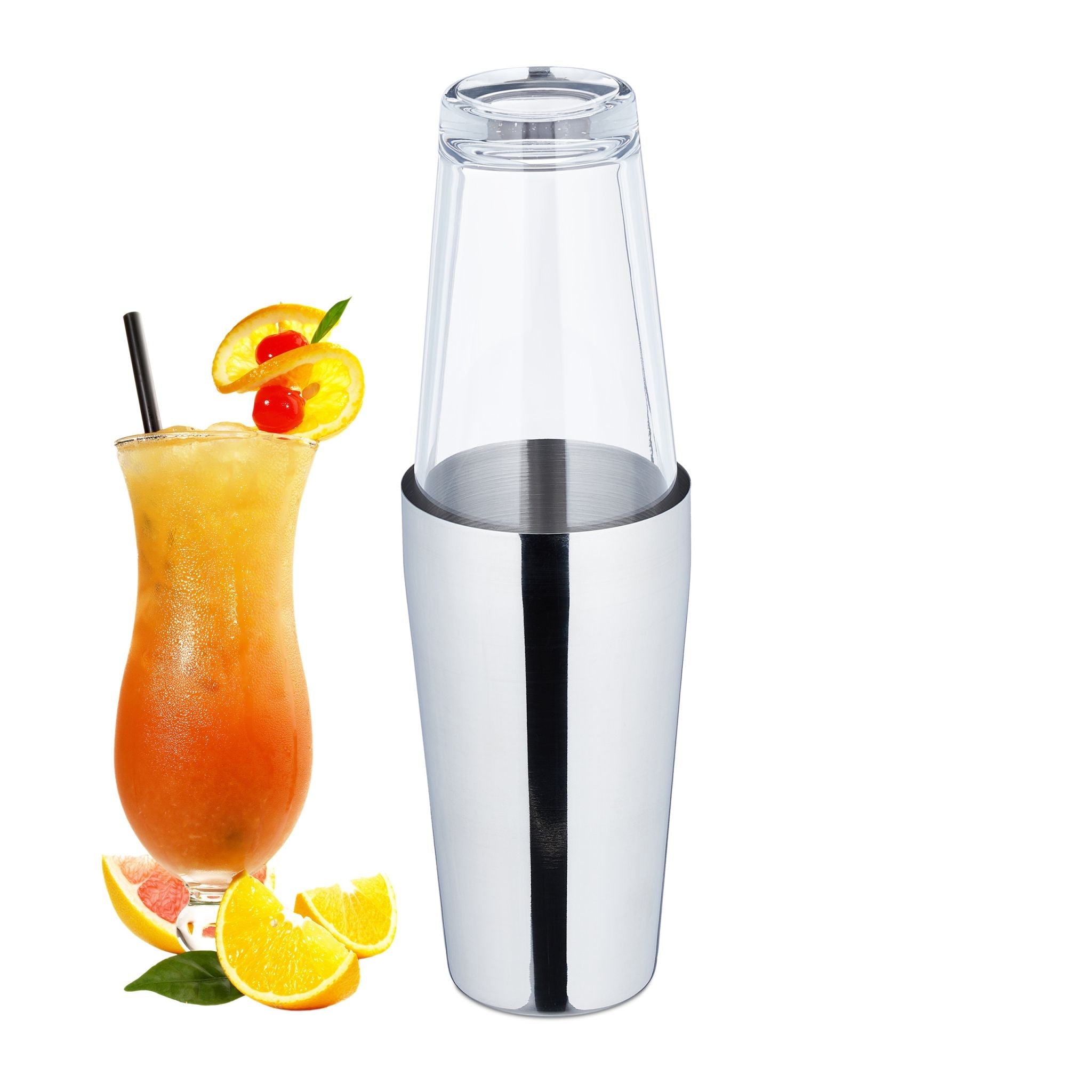 Boston Cocktail Shaker Silber-Transparent von Relaxdays