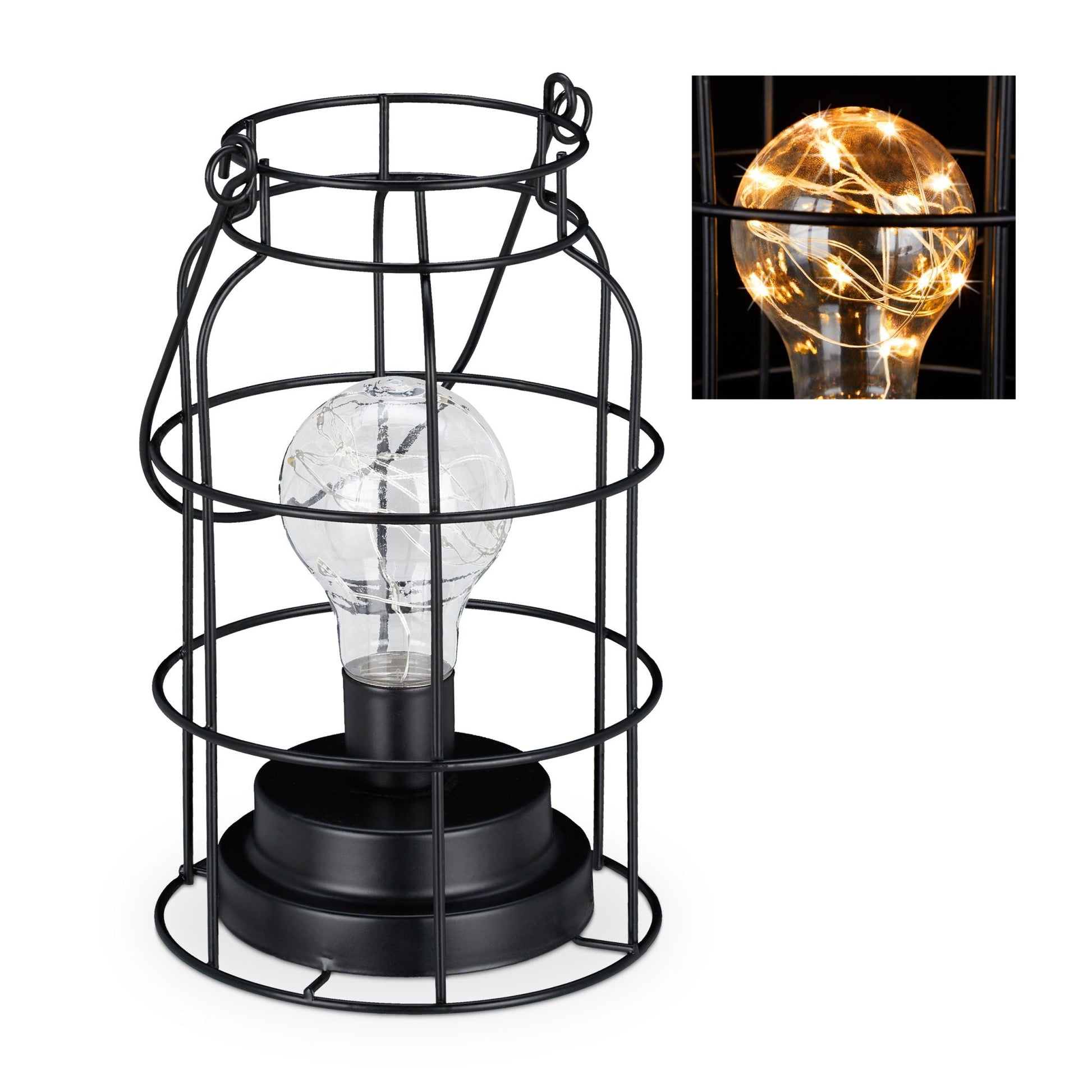 Tischlampe LED industrial Schwarz-Transparent von Relaxdays