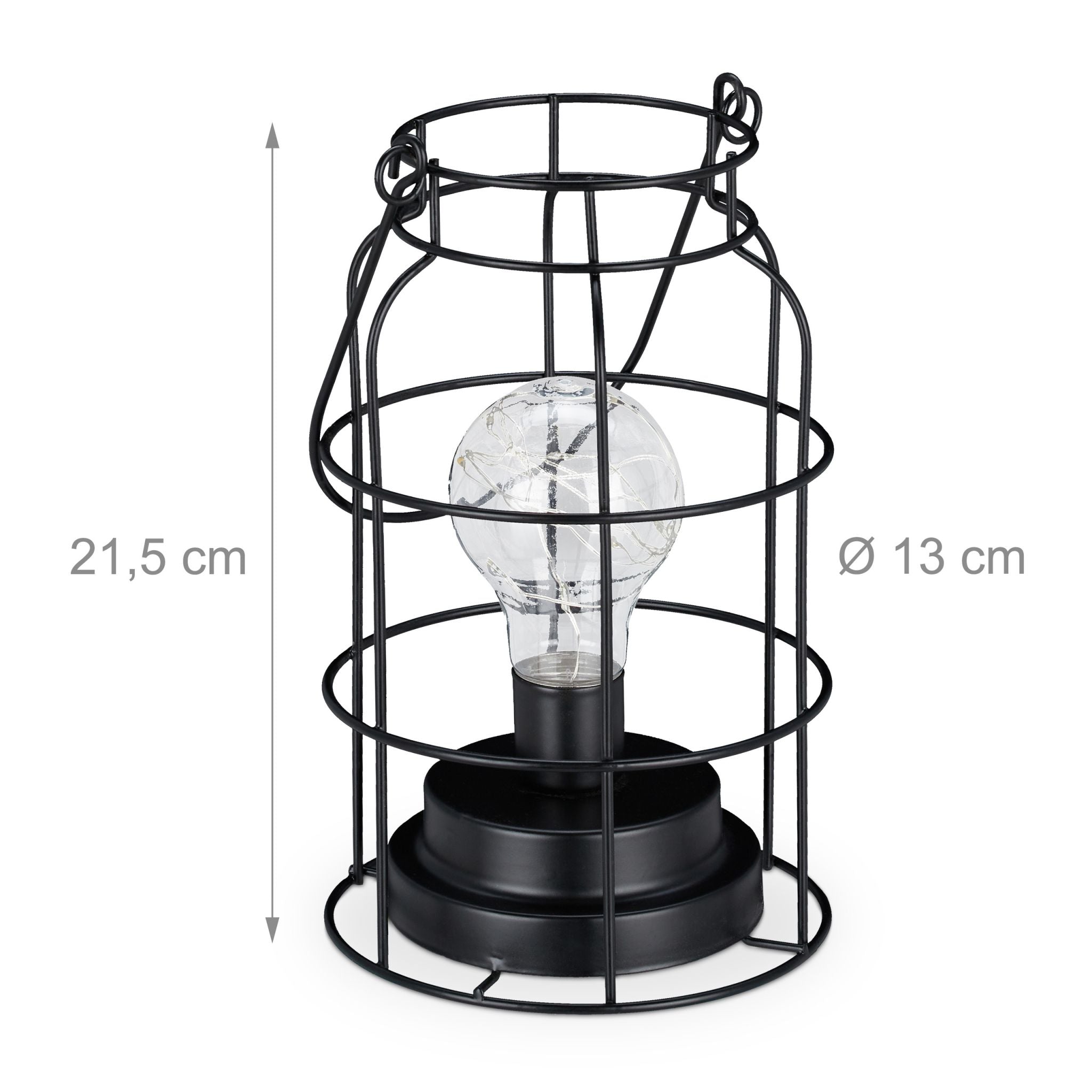Tischlampe LED industrial Schwarz-Transparent von Relaxdays