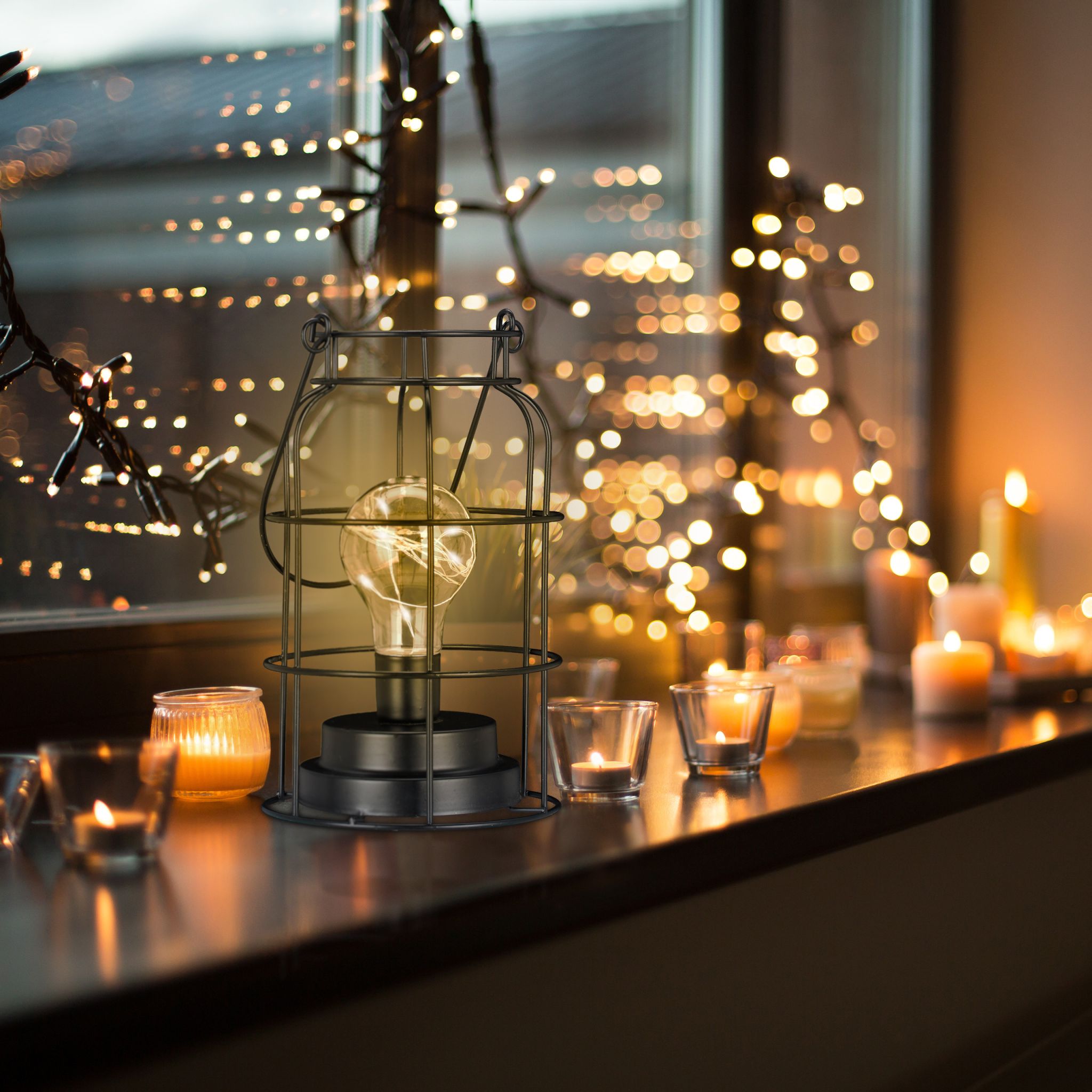 Tischlampe LED industrial Schwarz-Transparent von Relaxdays