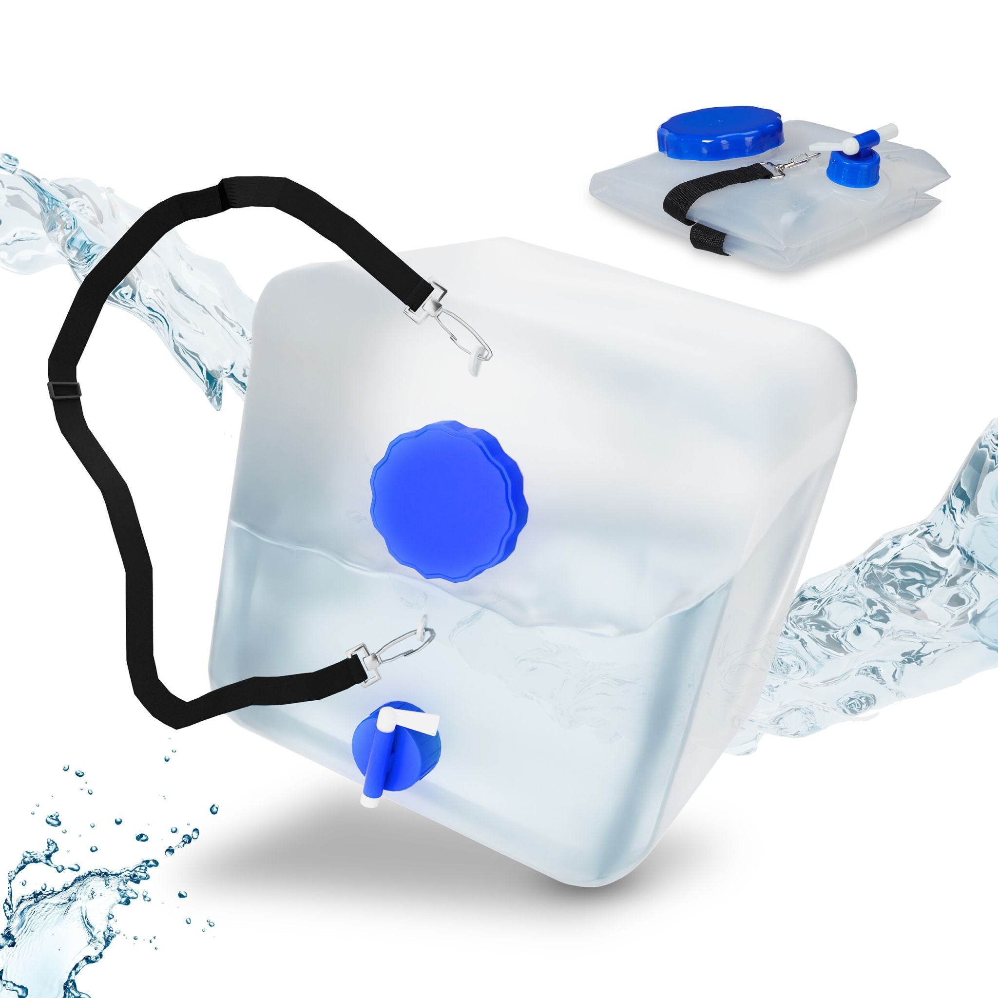 Faltkanister 15L 2er-Set Blau-Schwarz-Transparent von Relaxdays