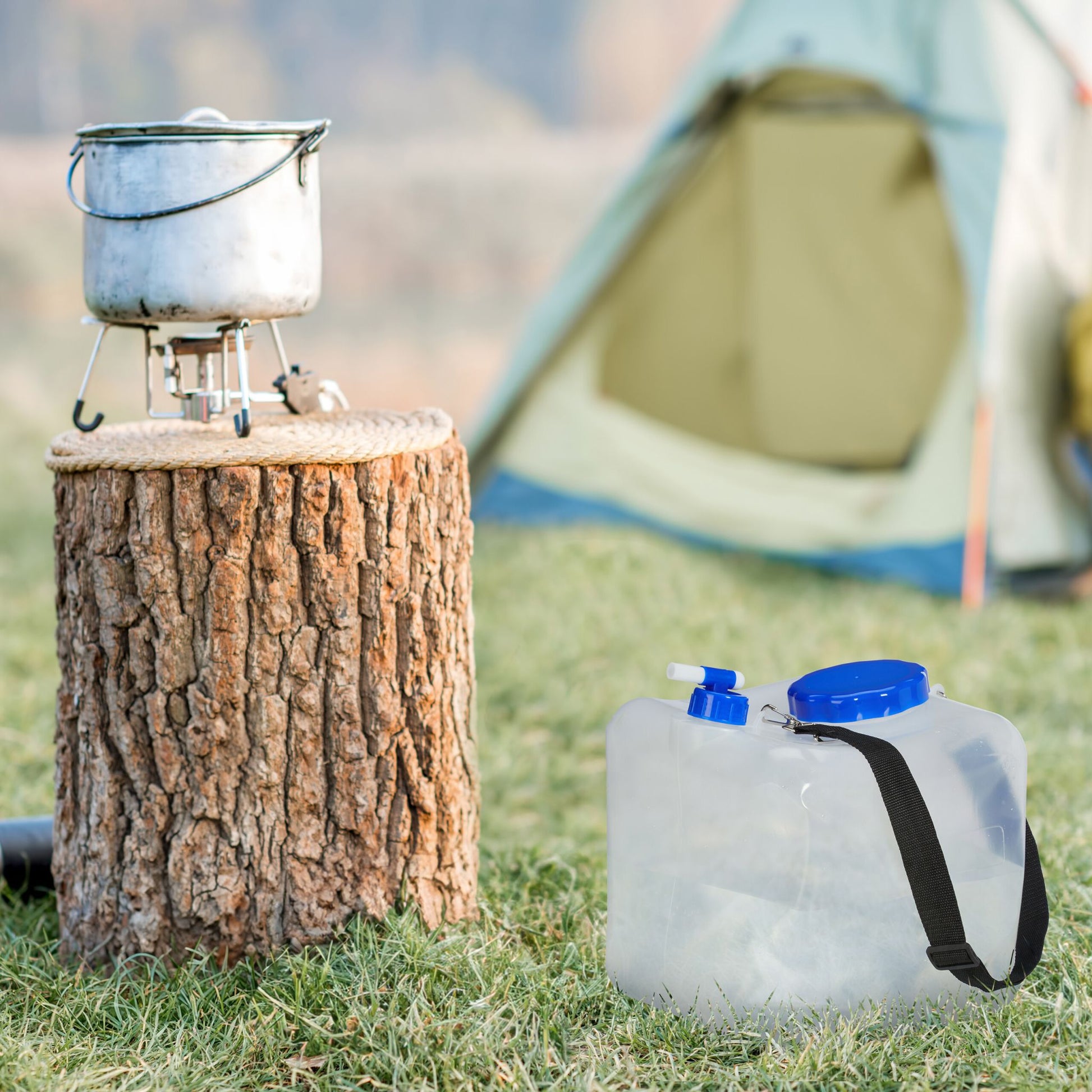 Faltkanister 15L 2er-Set Blau-Schwarz-Transparent von Relaxdays