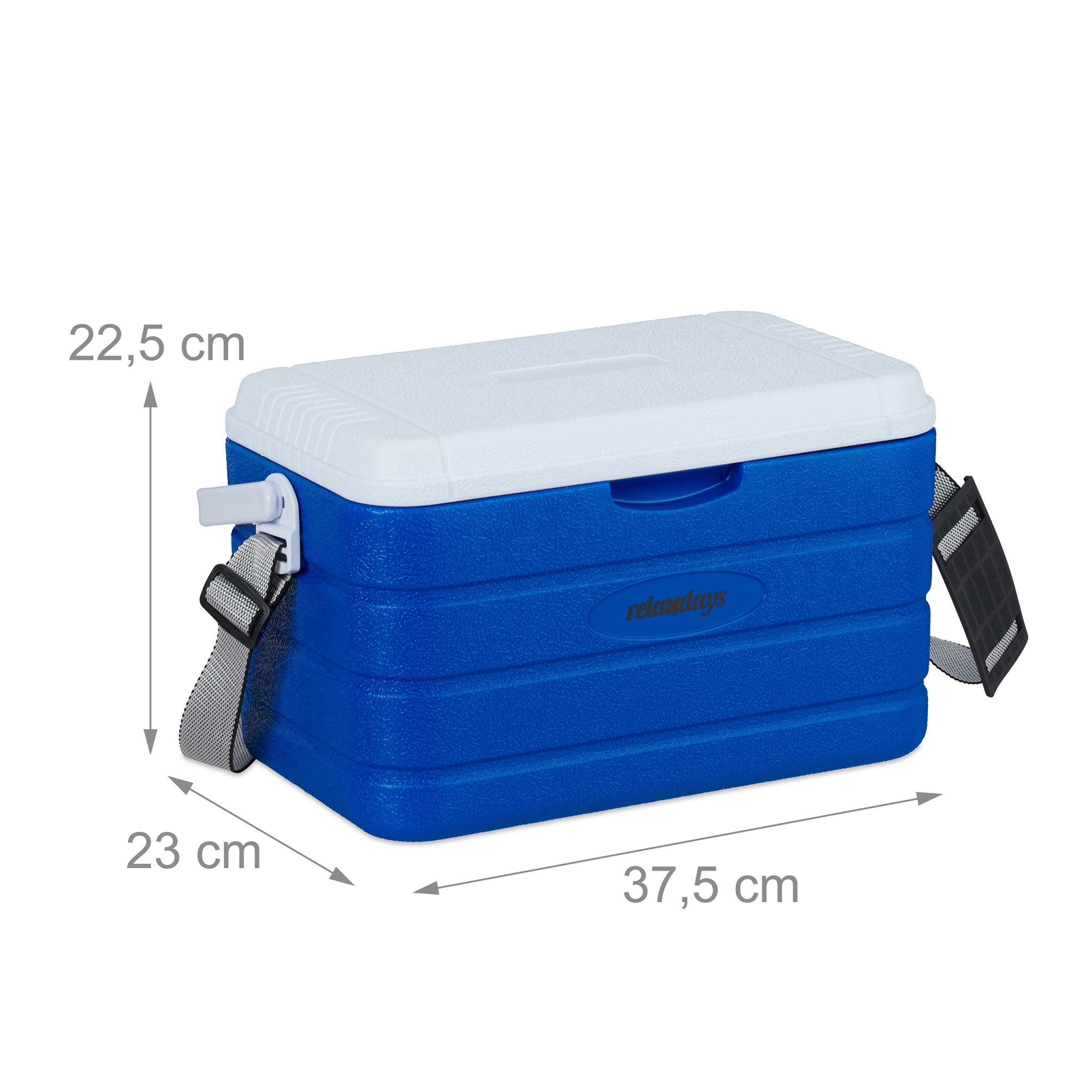 Kühlbox 10L mit Tragegurt Weiss-Blau von Relaxdays