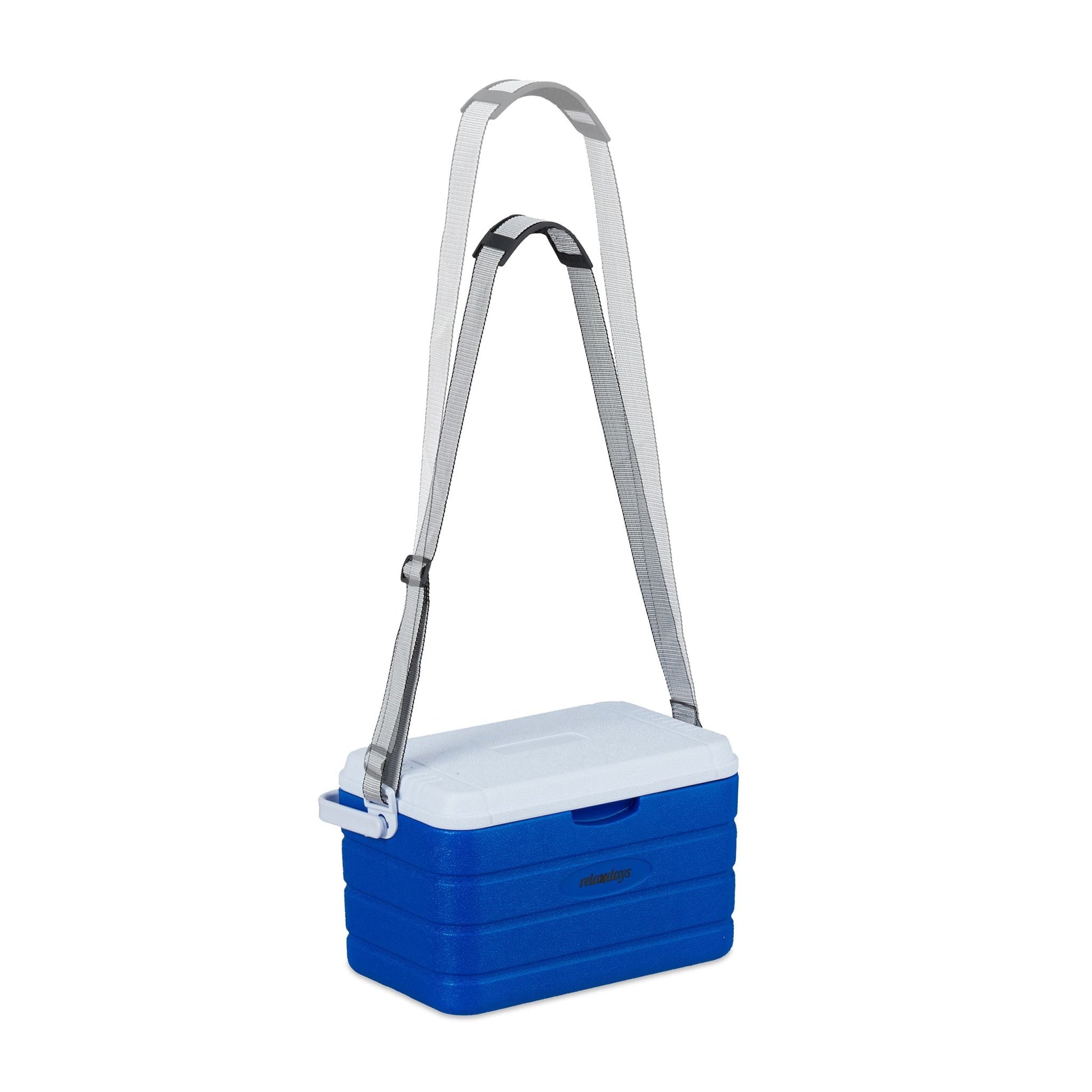 Kühlbox 10L mit Tragegurt Weiss-Blau von Relaxdays