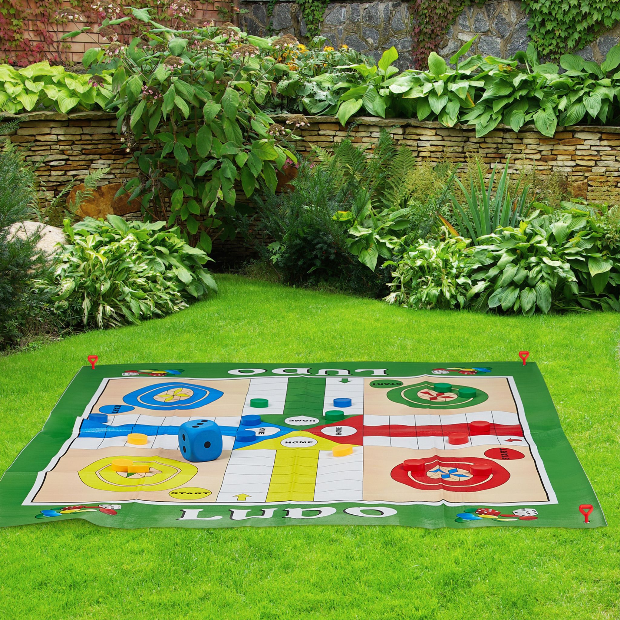 XXL Ludo Spiel Blau-Grün-Rot von Relaxdays