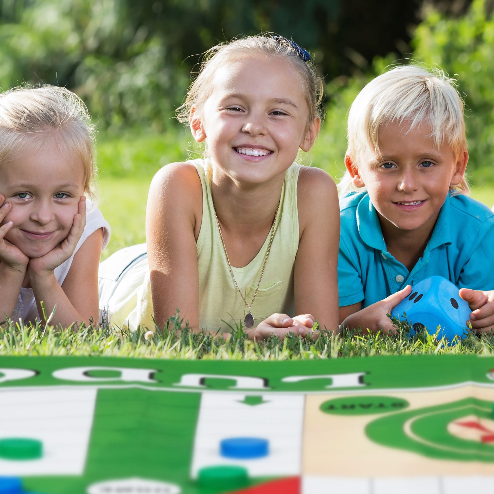 XXL Ludo Spiel Blau-Grün-Rot von Relaxdays