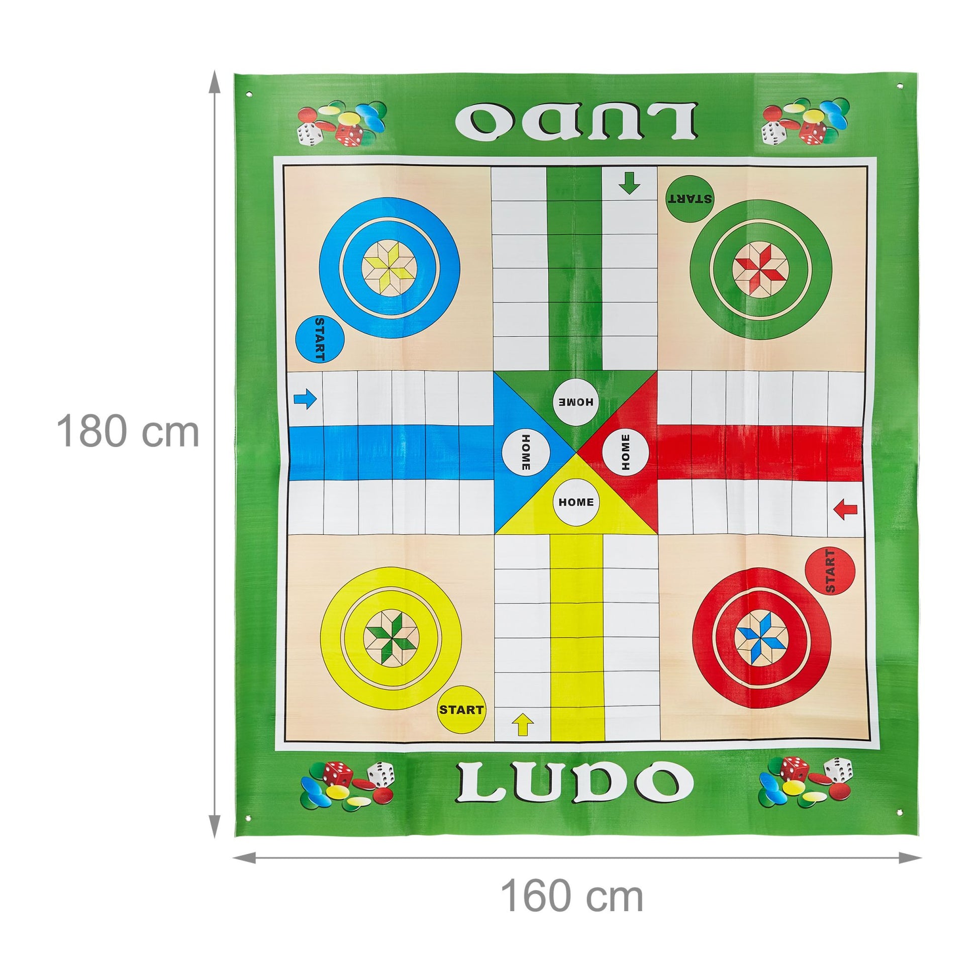 XXL Ludo Spiel Blau-Grün-Rot von Relaxdays