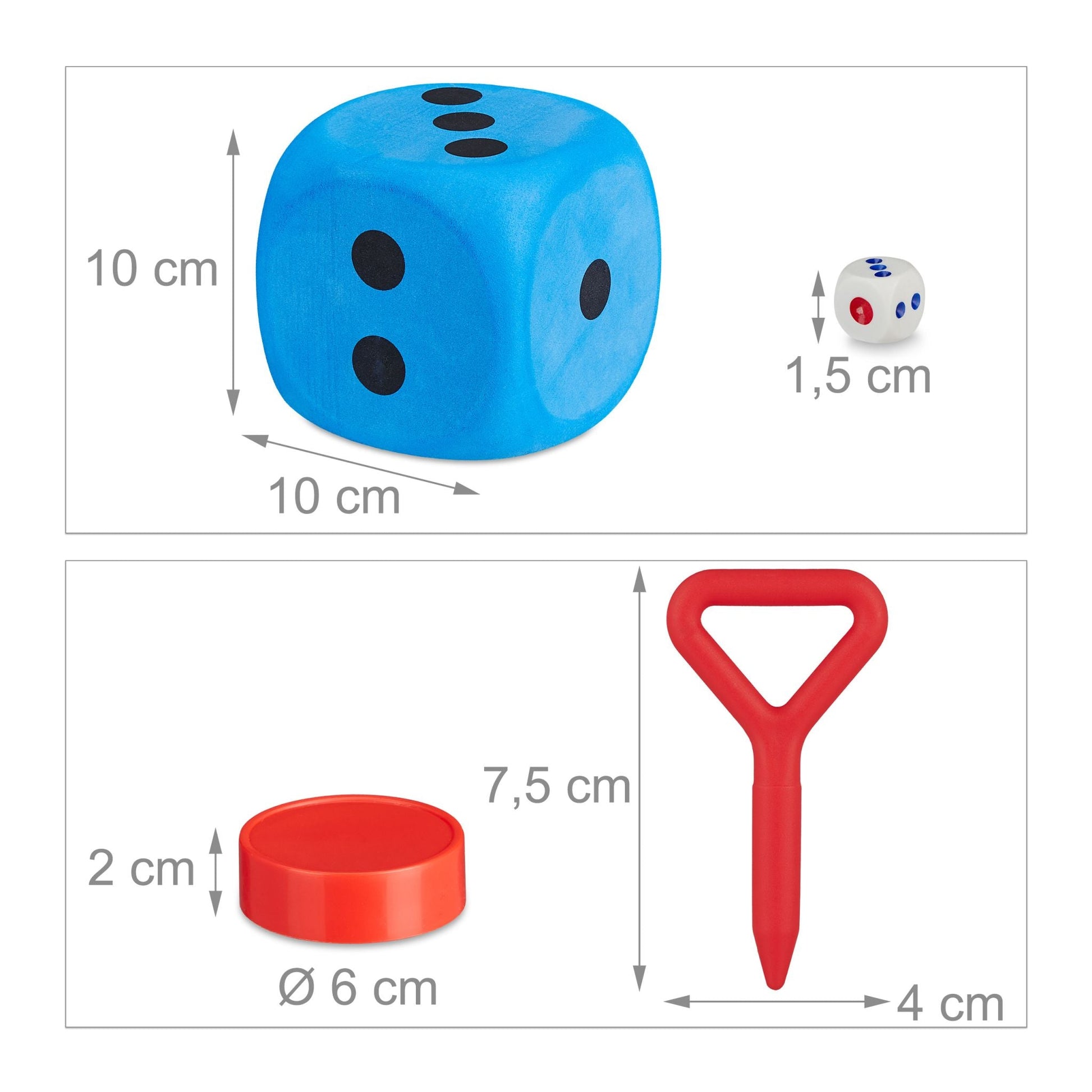 XXL Ludo Spiel Blau-Grün-Rot von Relaxdays