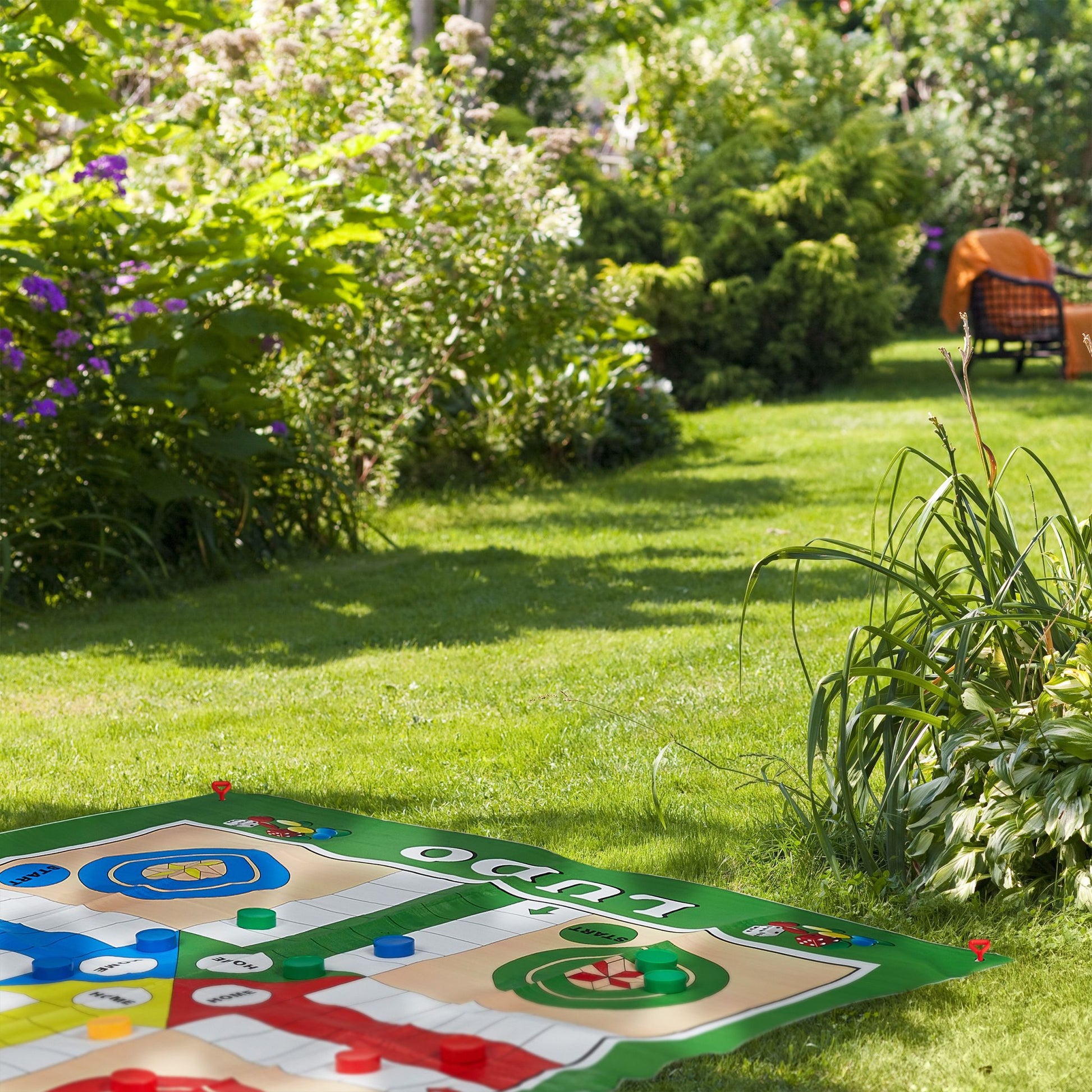 XXL Ludo Spiel Blau-Grün-Rot von Relaxdays