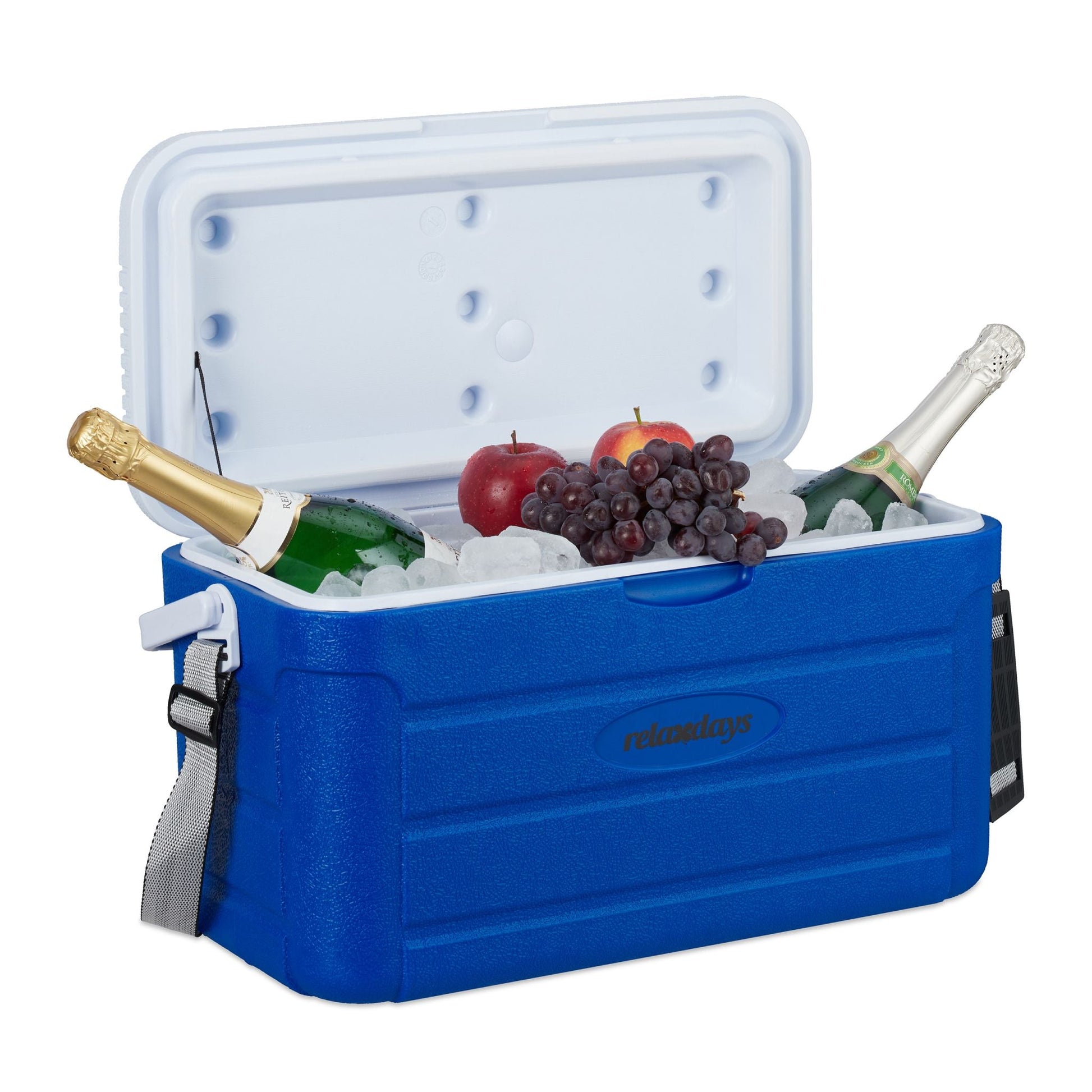 Kühlbox 20L mit Tragegurt Weiss-Blau von Relaxdays