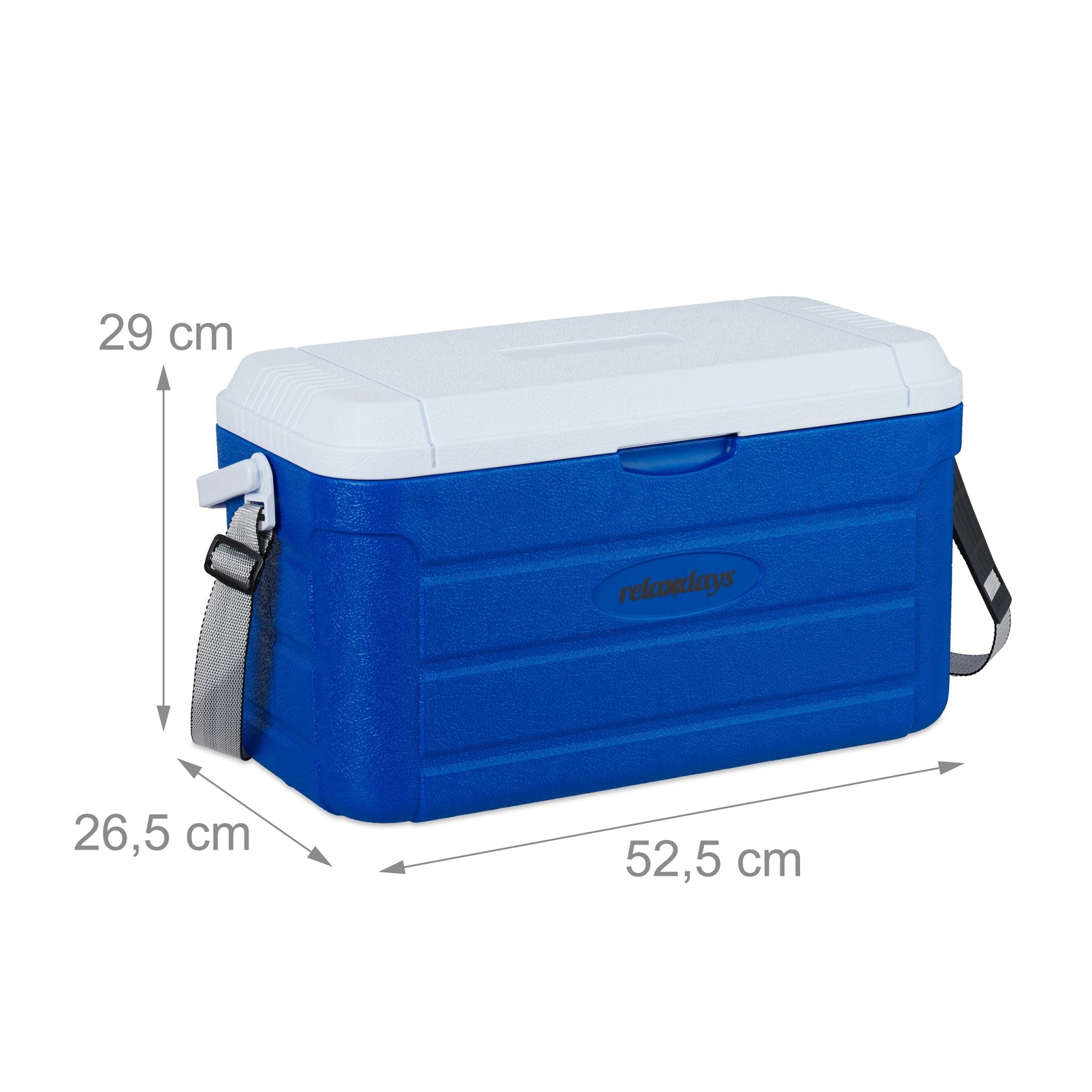 Kühlbox 20L mit Tragegurt Weiss-Blau von Relaxdays
