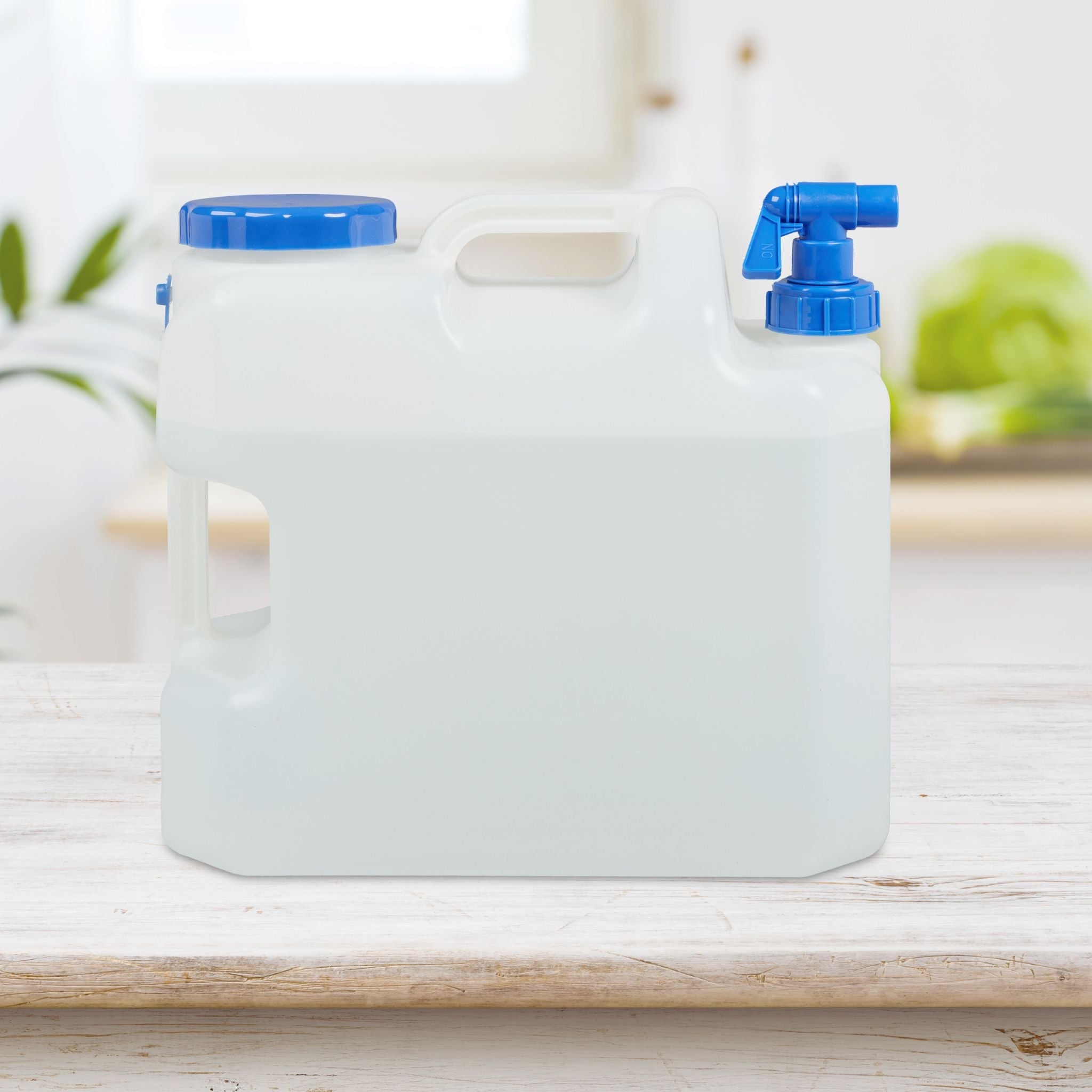 Wasserkanister mit Hahn Weiss-Blau