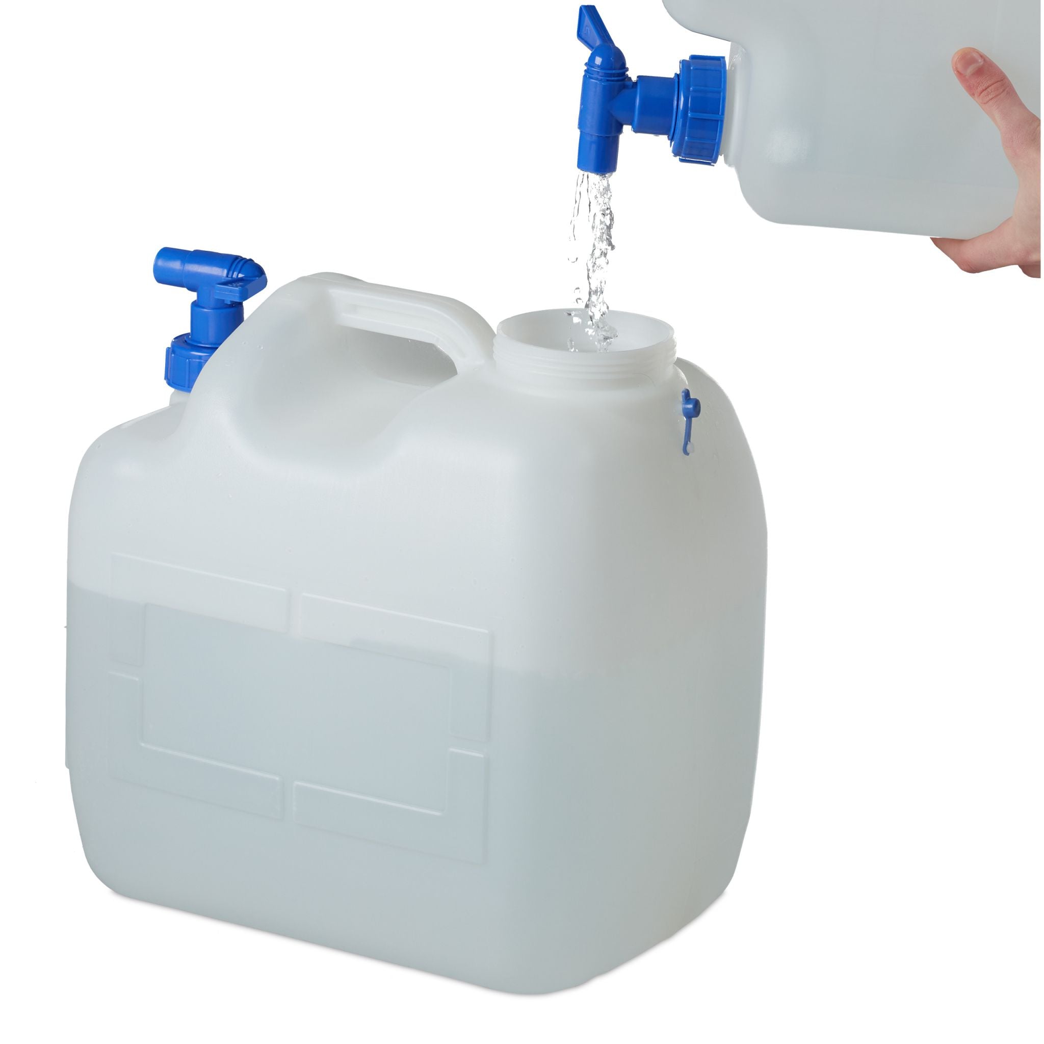 Wasserkanister mit Hahn Weiss-Blau