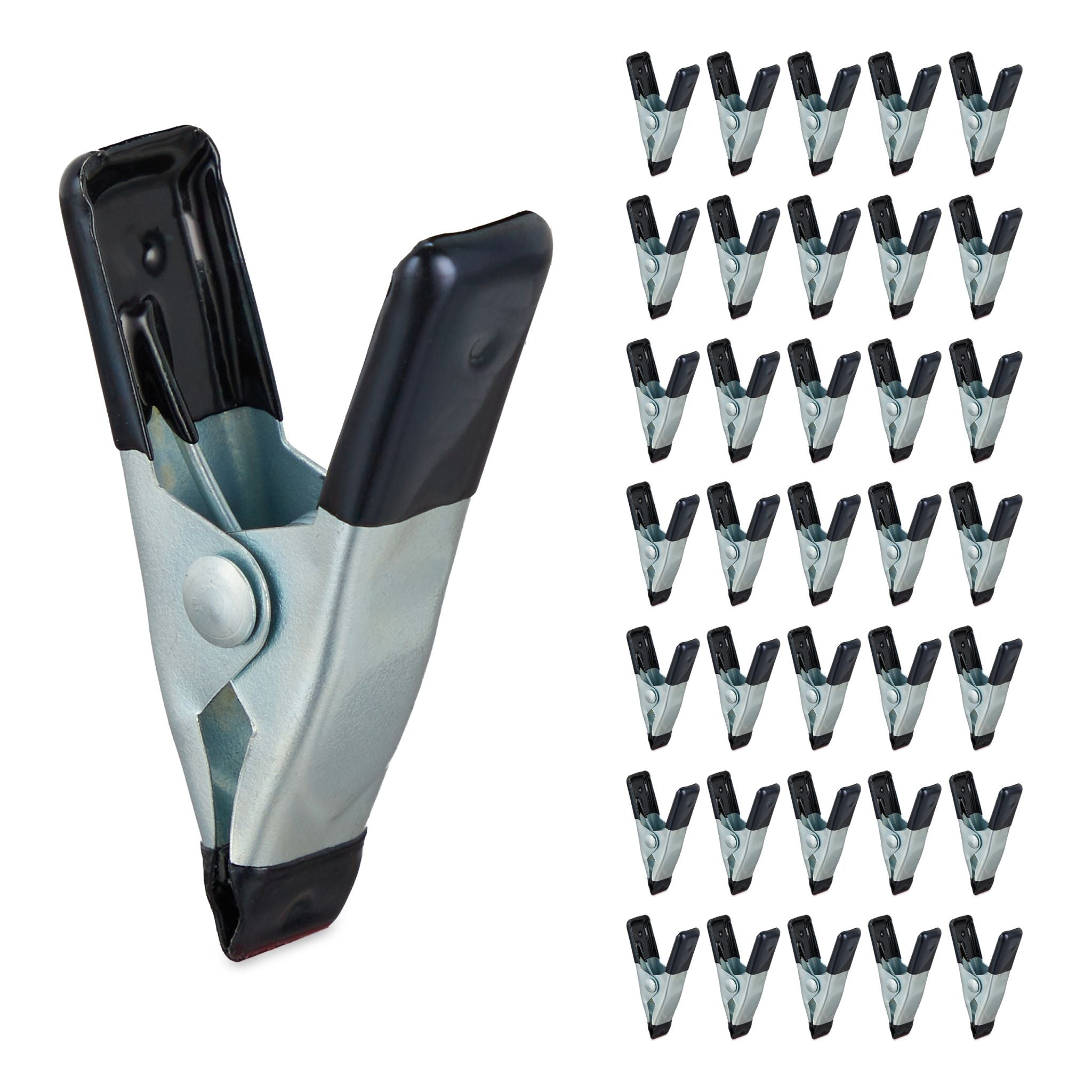 Klemmen 36er-Set Schwarz-Silber von Relaxdays