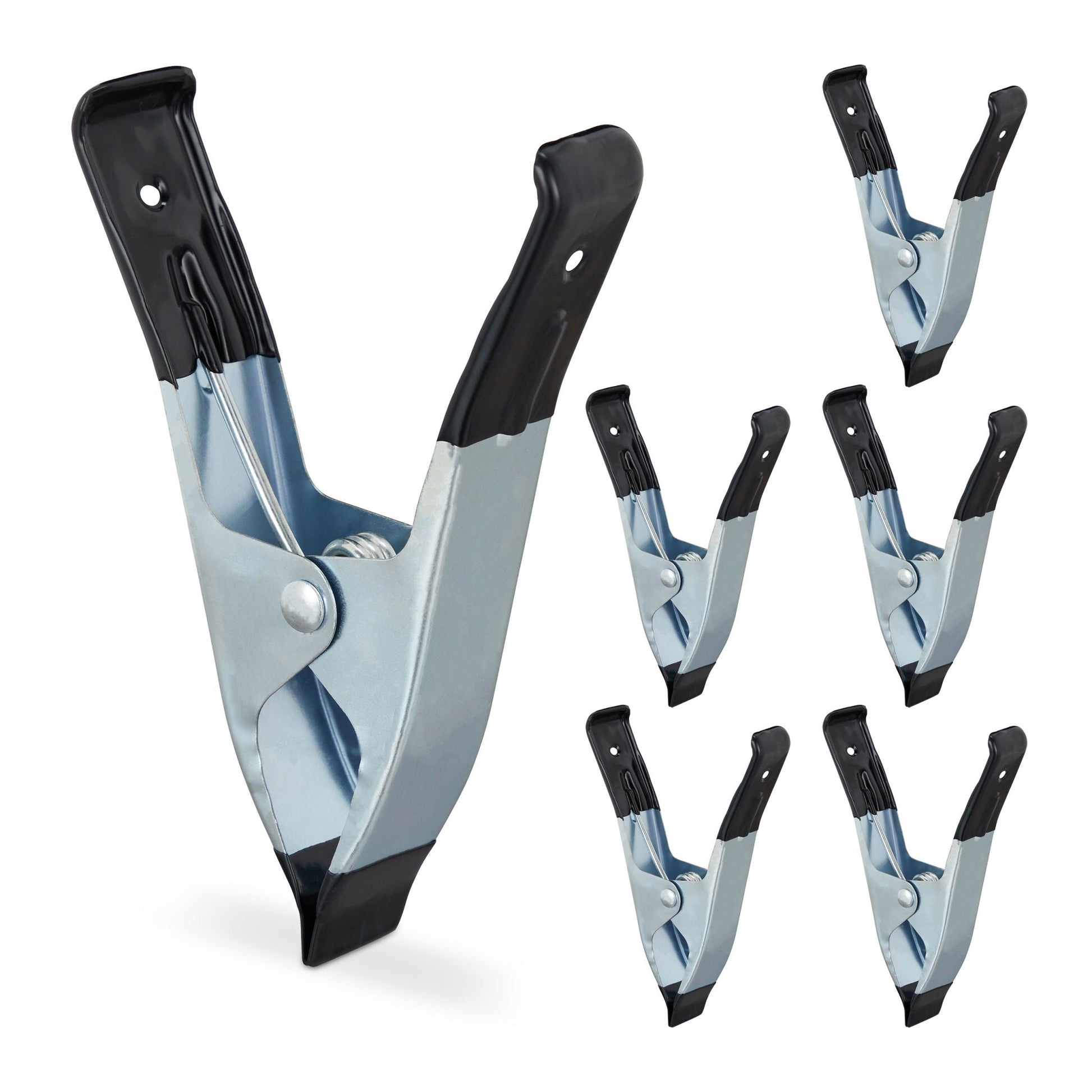 Klemmzwingen Metall 6er-Set Schwarz-Silber von Relaxdays
