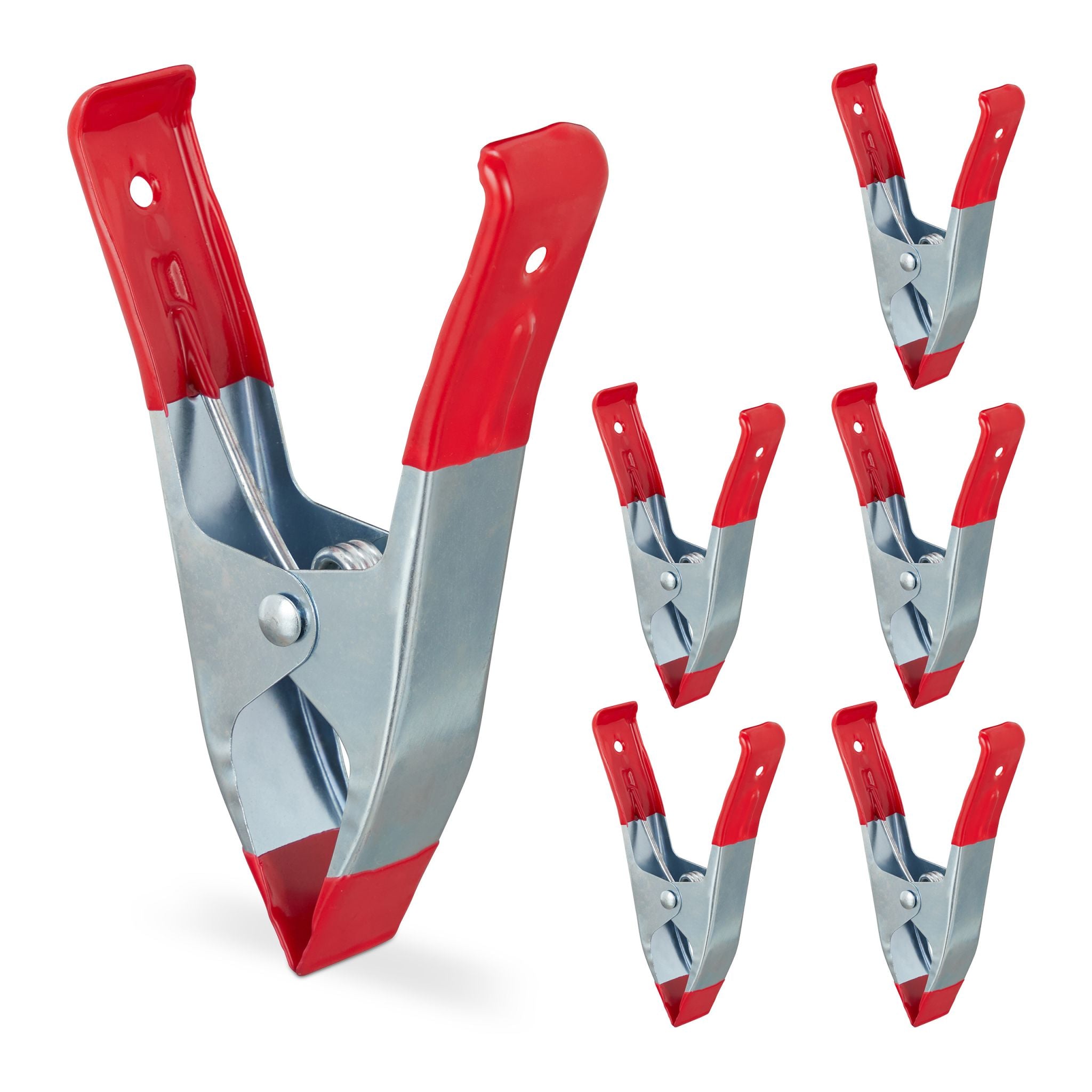 Klemmzwingen Metall 6er-Set Rot-Silber von Relaxdays