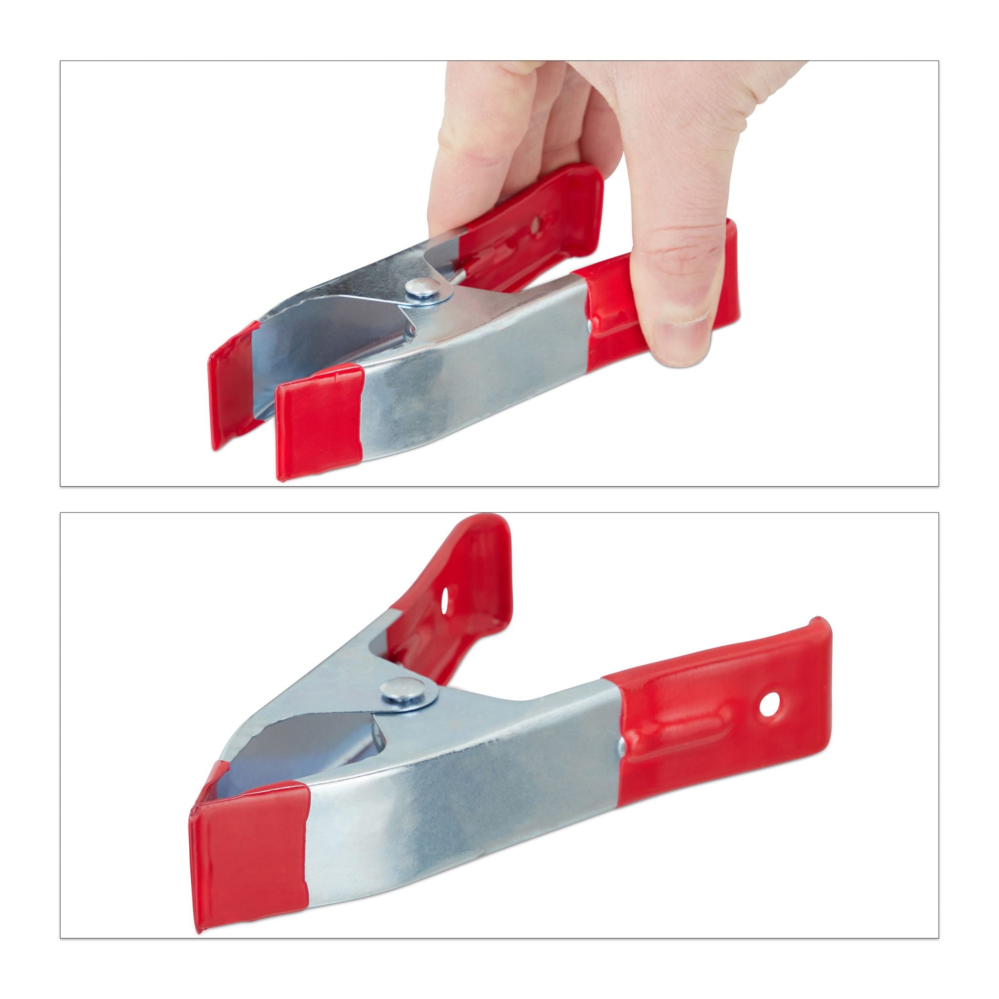 Klemmzwingen Metall 6er-Set Rot-Silber von Relaxdays