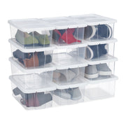 Schuhboxen Kunststoff 12er-Set Weiss-Transparent von Relaxdays
