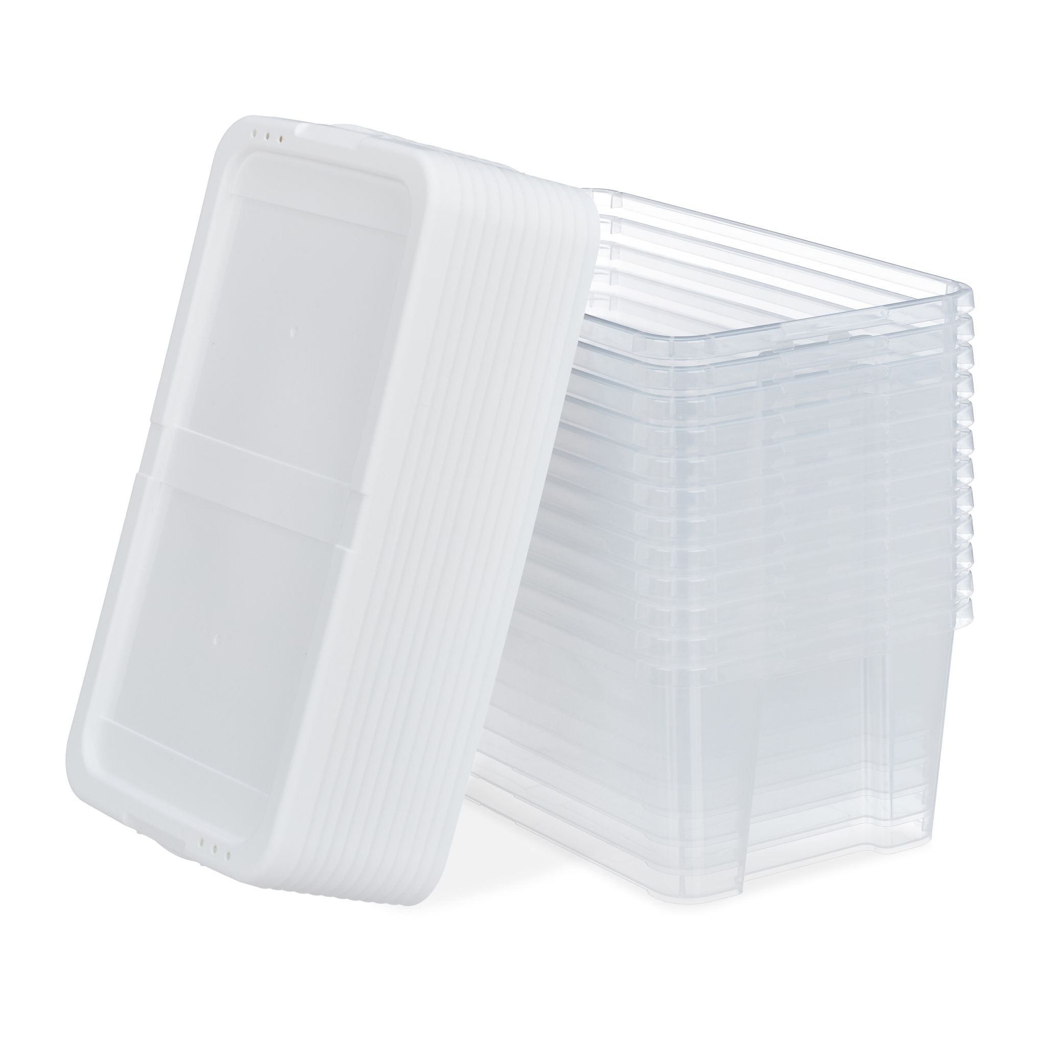 Schuhboxen Kunststoff 12er-Set Weiss-Transparent von Relaxdays