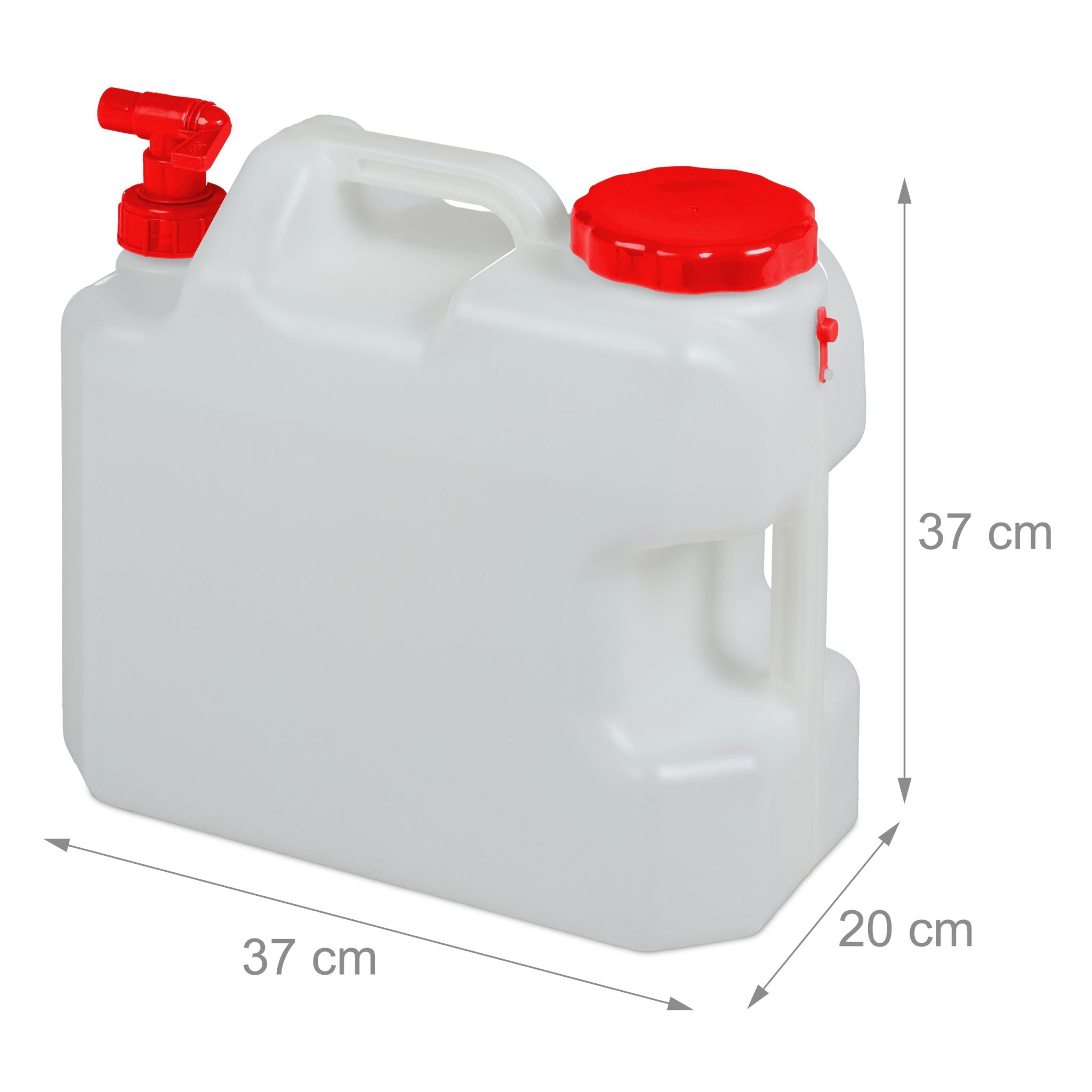 Wasserkanister mit Hahn Weiss-Rot