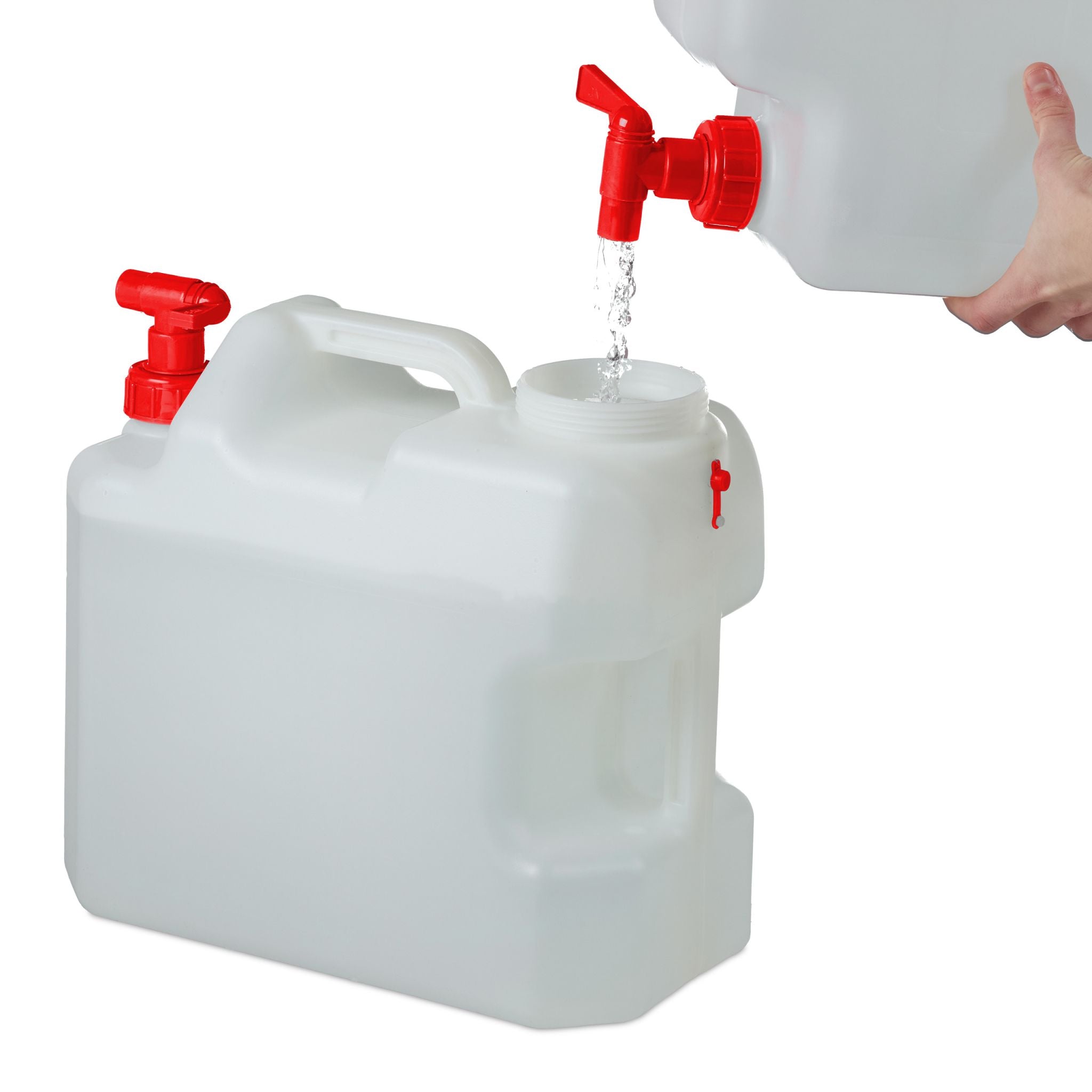 Wasserkanister mit Hahn Weiss-Rot