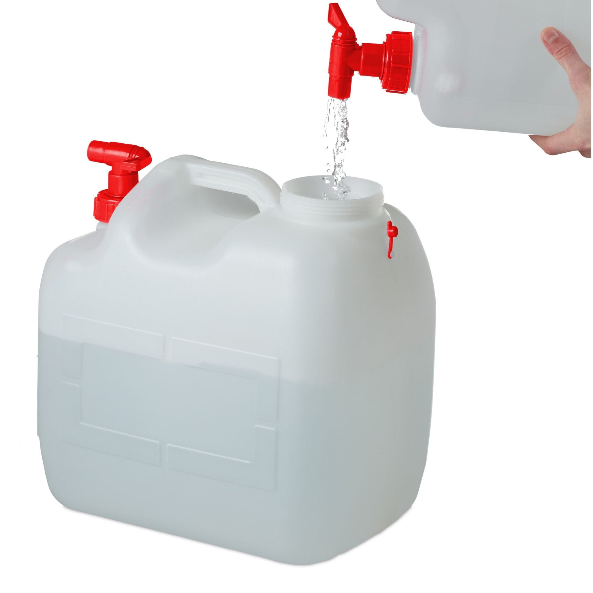 Wasserkanister mit Hahn Weiss-Rot von Relaxdays