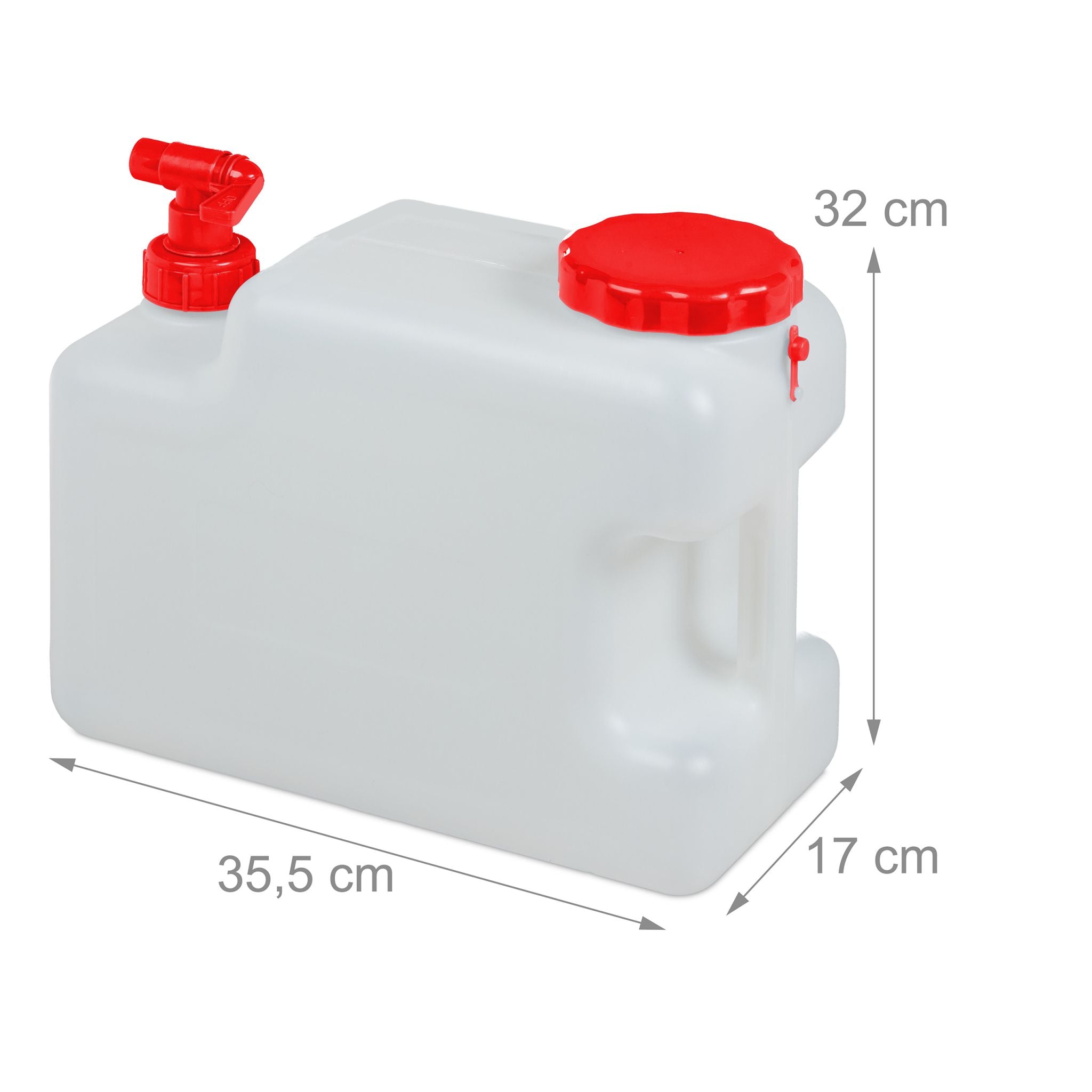 Wasserkanister mit Hahn Weiss-Rot
