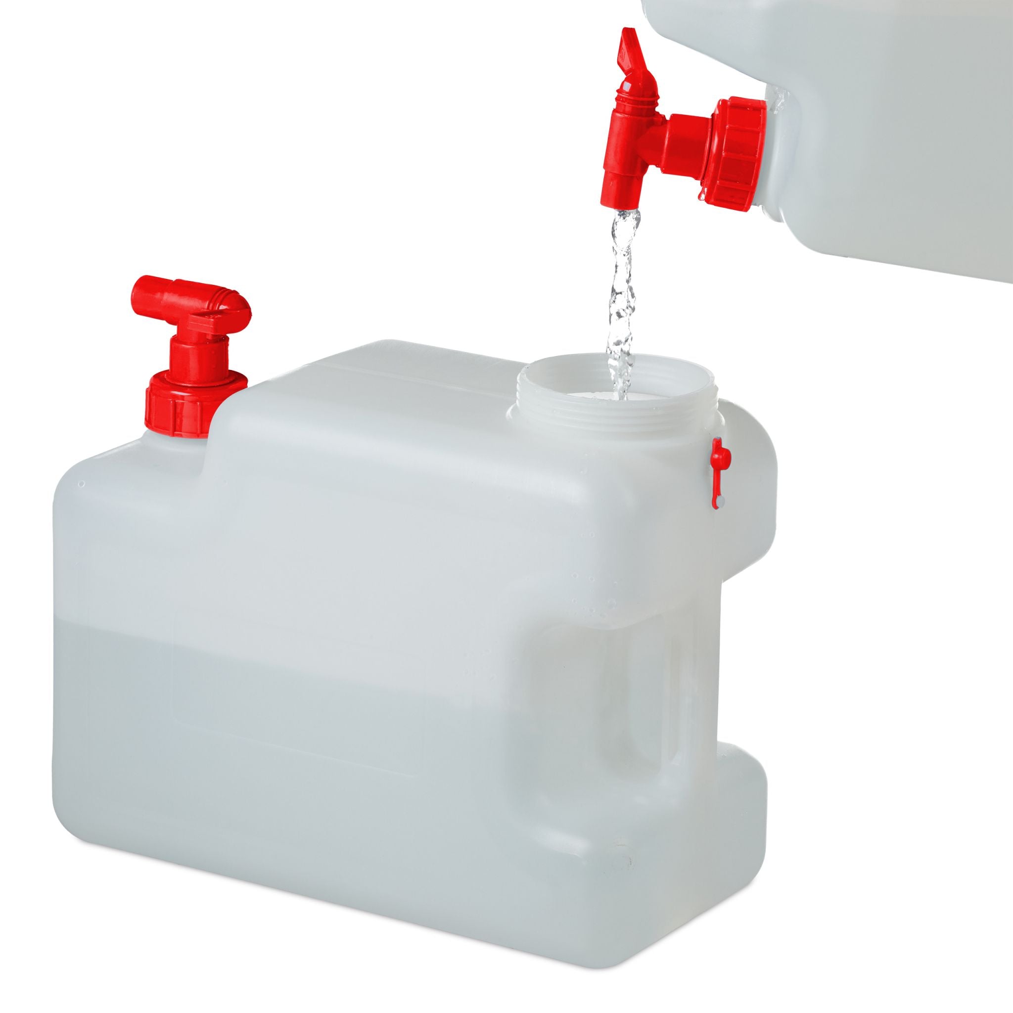Wasserkanister mit Hahn Weiss-Rot