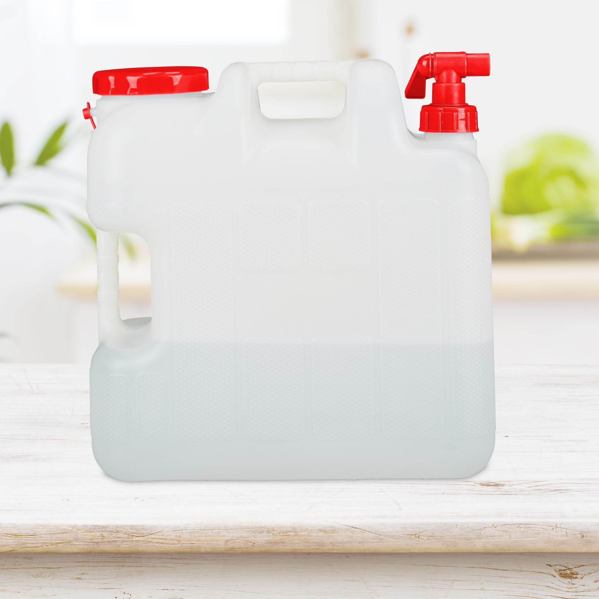 Wasserkanister mit Hahn Weiss-Rot von Relaxdays