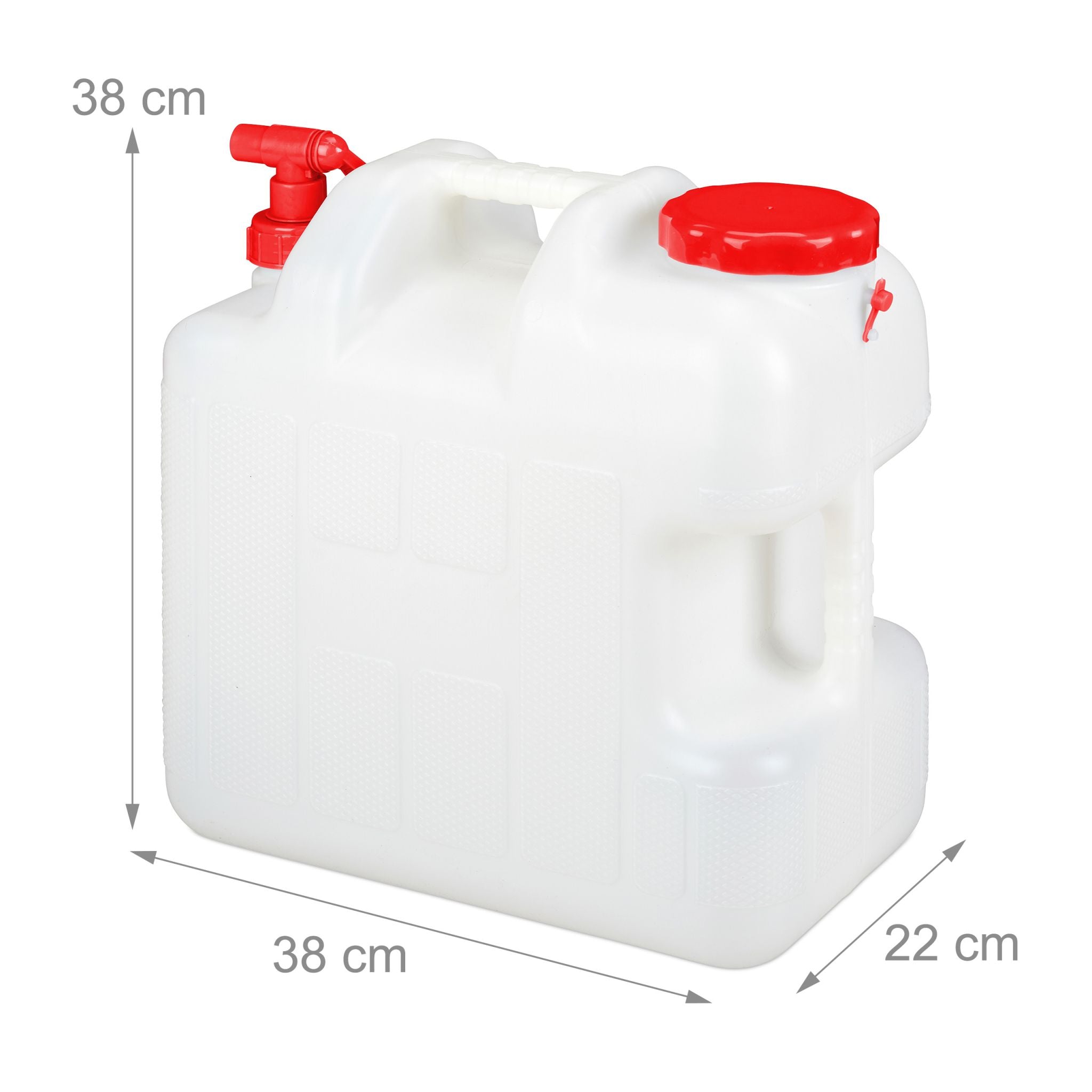 Wasserkanister mit Hahn Weiss-Rot von Relaxdays