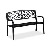 Gartenbank mit Fleur de Lis Motiv Schwarz