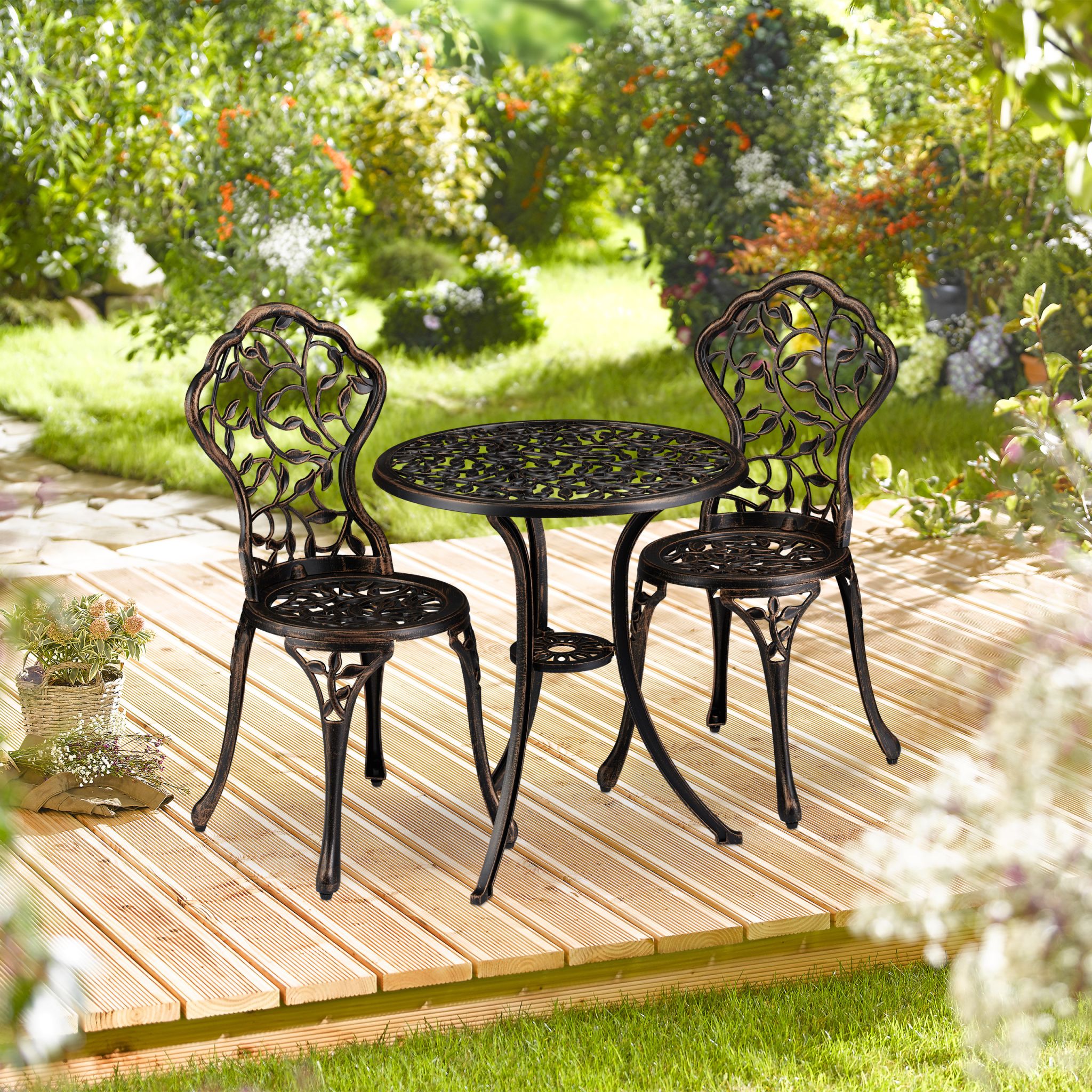 Balkonmöbel Set antiken Design Braun von Relaxdays
