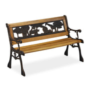 Kinder Gartenbank mit Tier-Motiv Braun-Schwarz von Relaxdays